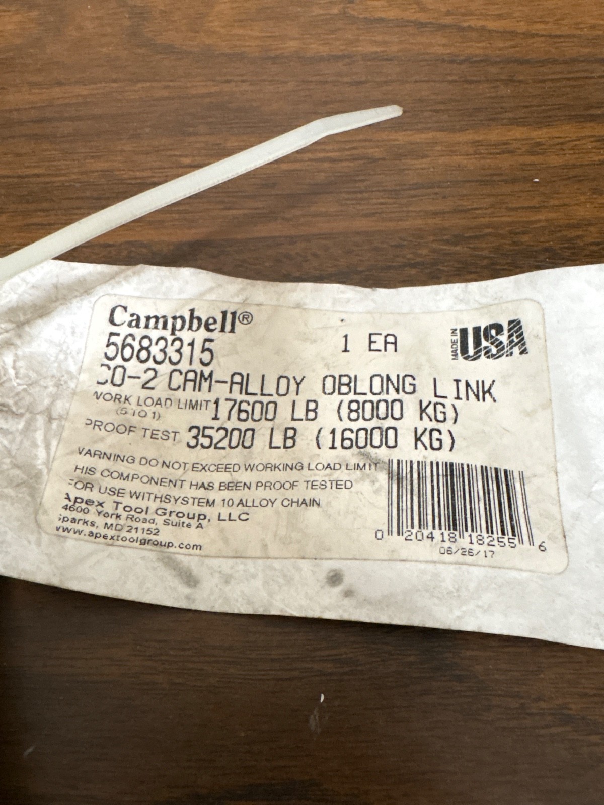 Campbell 5683315 CO-2 Cam-Alloy® Oblong Master Link, 17,600 LB. Max Load