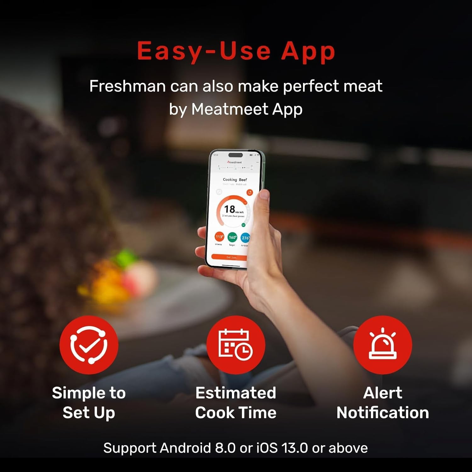 Meatmeet WiFi Wireless Bluetooth Meat Thermometer Digital, Smart AI Powered Cook