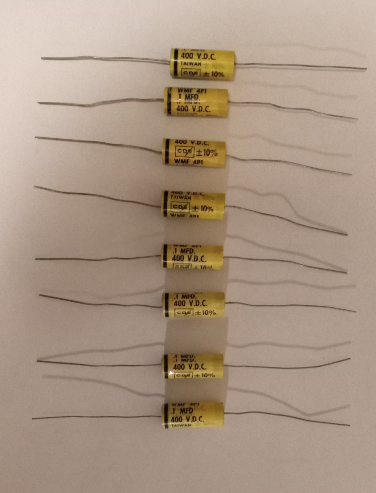 8 Pack CDE Cornell Dubilier WMF 4P1 .1uF 400VDC 10% Axial Polyester Film Cap