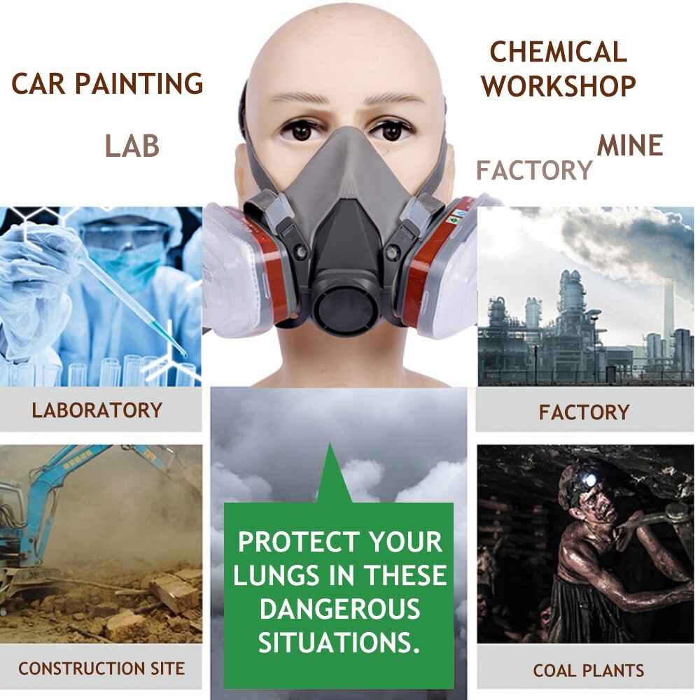Half/Full Face Mask With Goggles Filter Anti-Dust/Gas Respirator 6200 Reusable