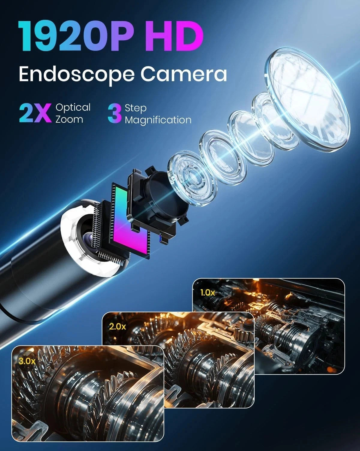 Endoscope Camera with Light,4.3″ HD 1920P Snake Inspection Camera,16.4ft