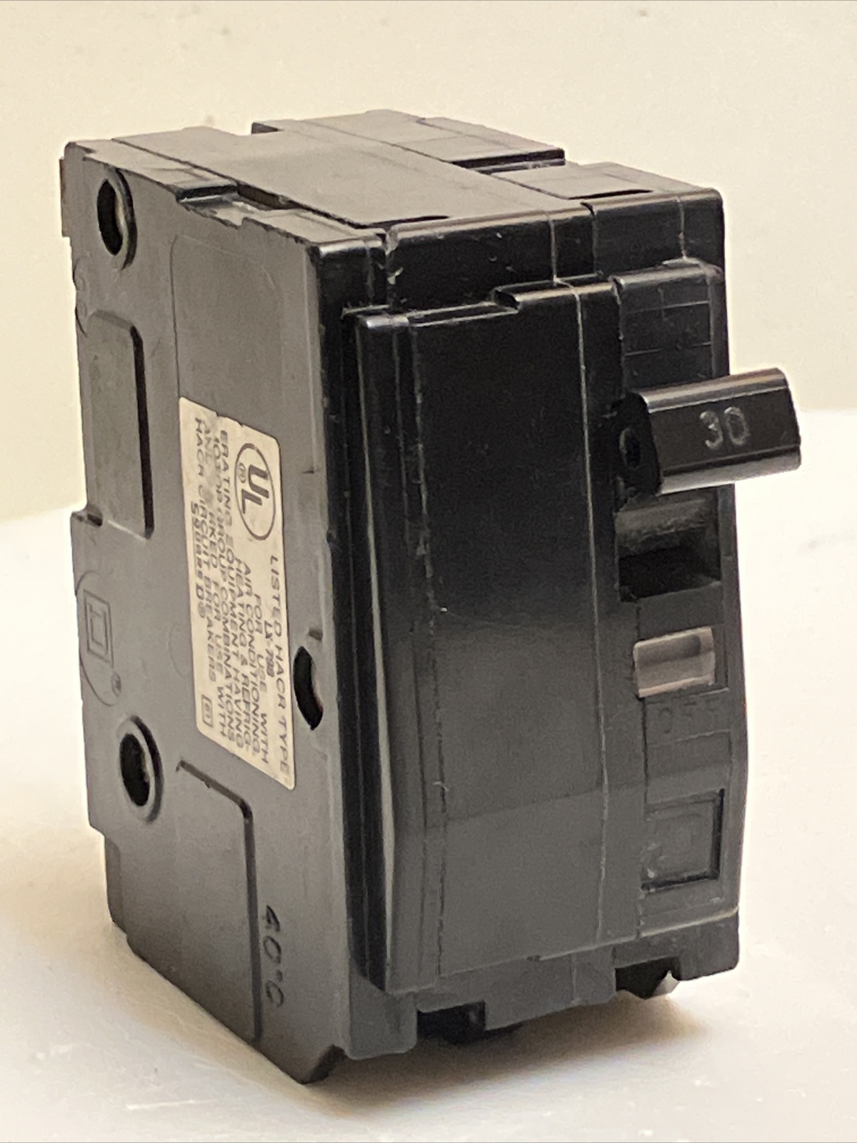 Square D QO230 2-Pole 30 Amp 120/240V Plug-In Breaker Black 3 prong Trip Window