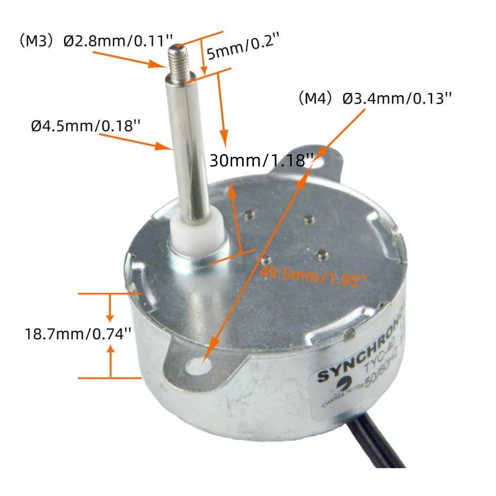 Tyc40 Ac 12v Fiber Optic Color Wheel Motor Cw/ccw 35mm Shaft Synchronous Motor T