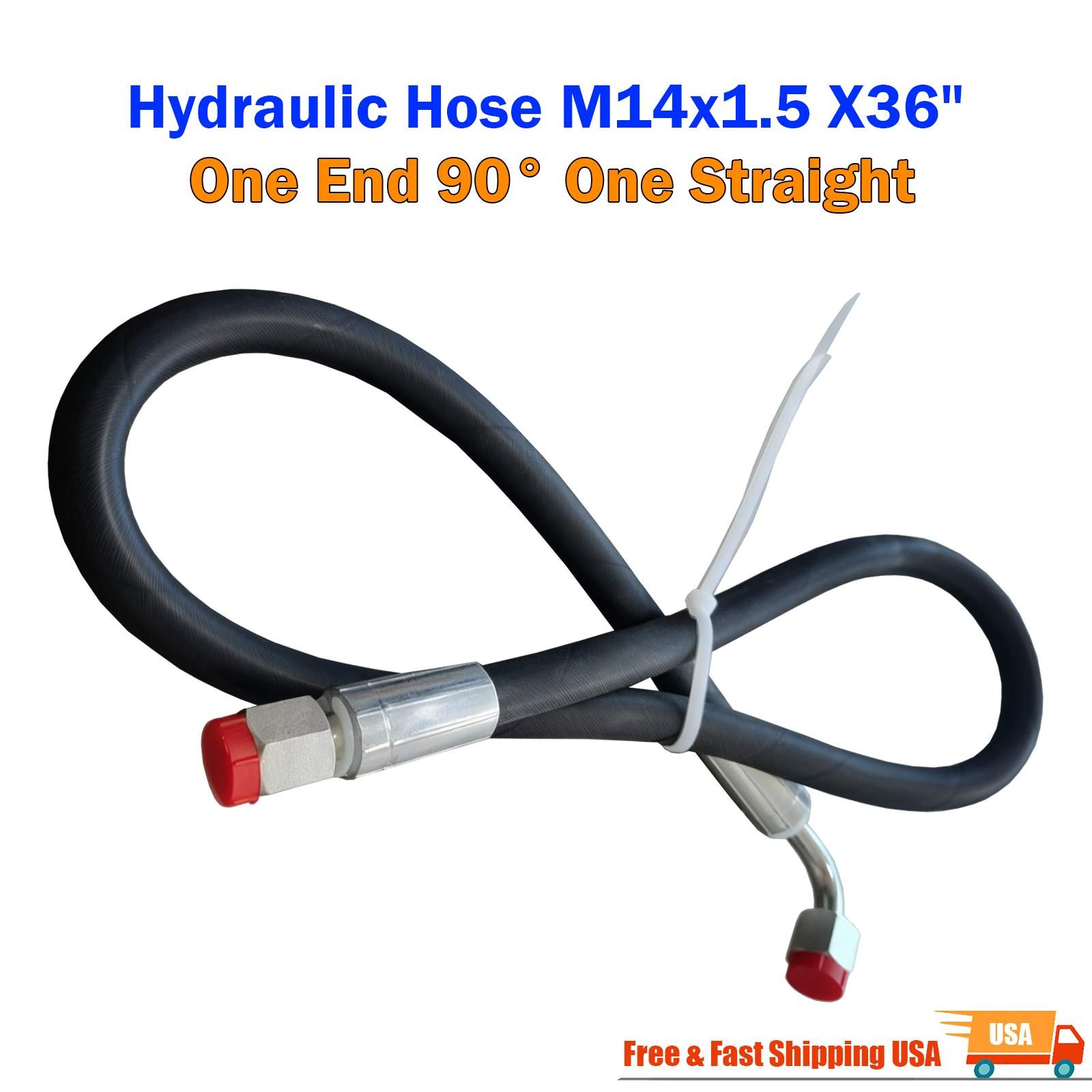 Agt Miva Chinese Mini Excavator Hydraulic Hose M14x1.5 X 36″ One End 90° One Str