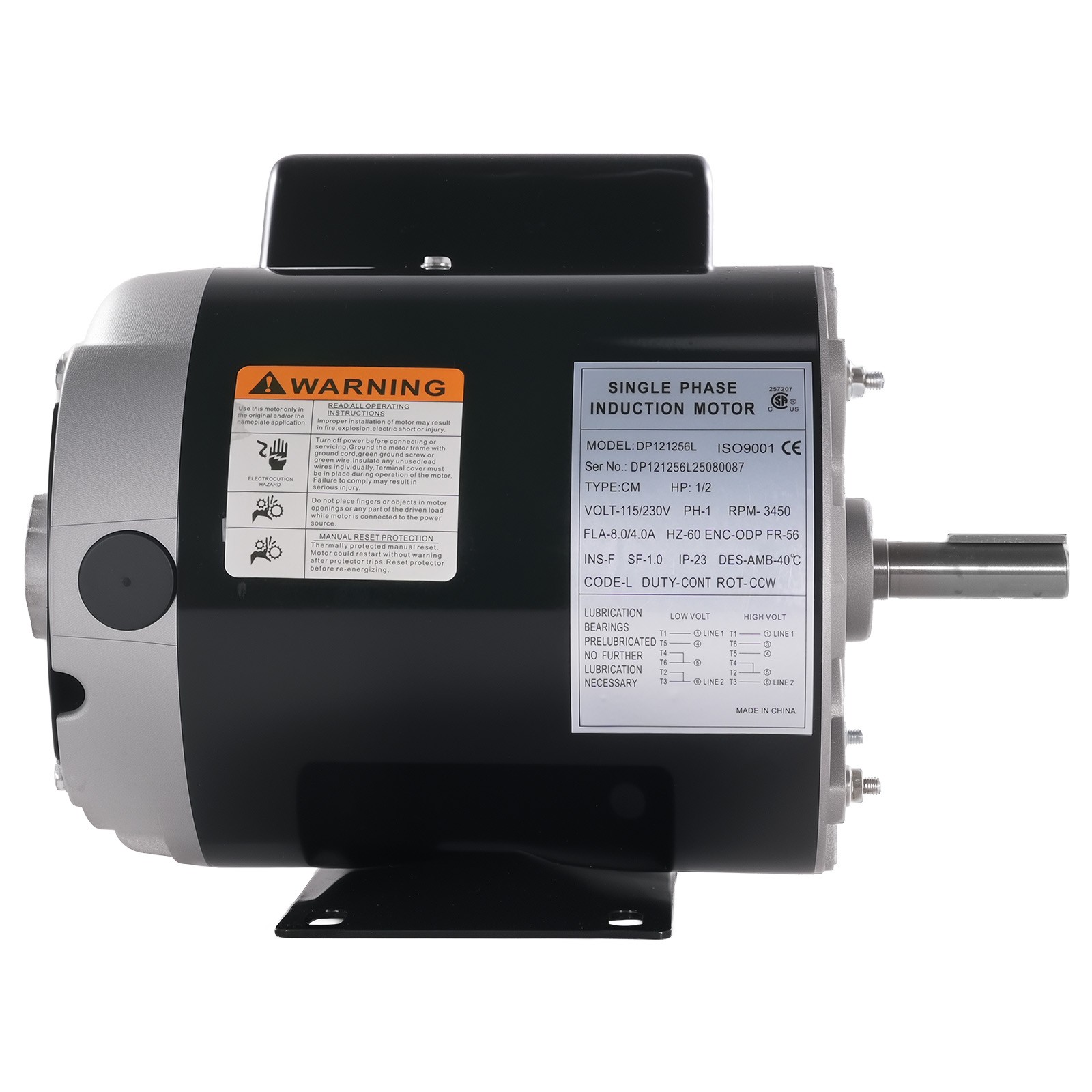 1/2HP/1HP/2HP Electric Motor 3450 RPM Single Phase AC Motor 5/8″ Keyed Shaft