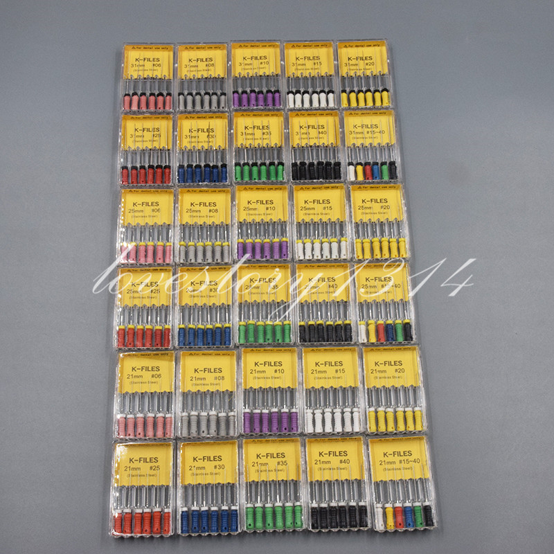Dental Endo Root Canal Files K/H/R – FILES 21/25/31mm Stainless Steel Fit Mani