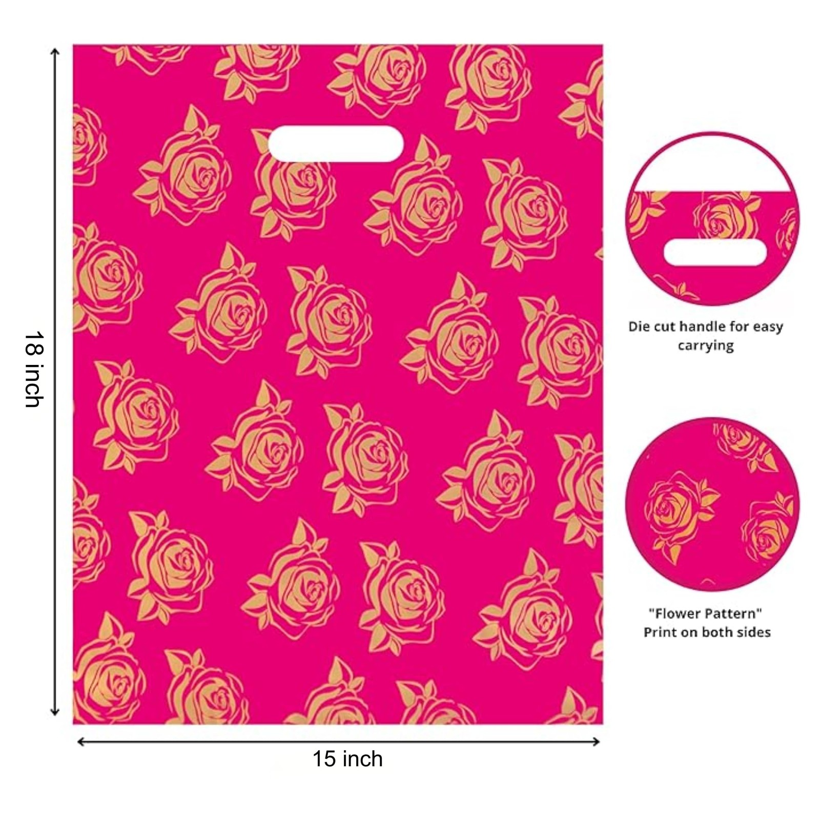 Infinite Pack Large 12″x15″(100pcs) Golden 12″X15″, PACK OF 100, Roses