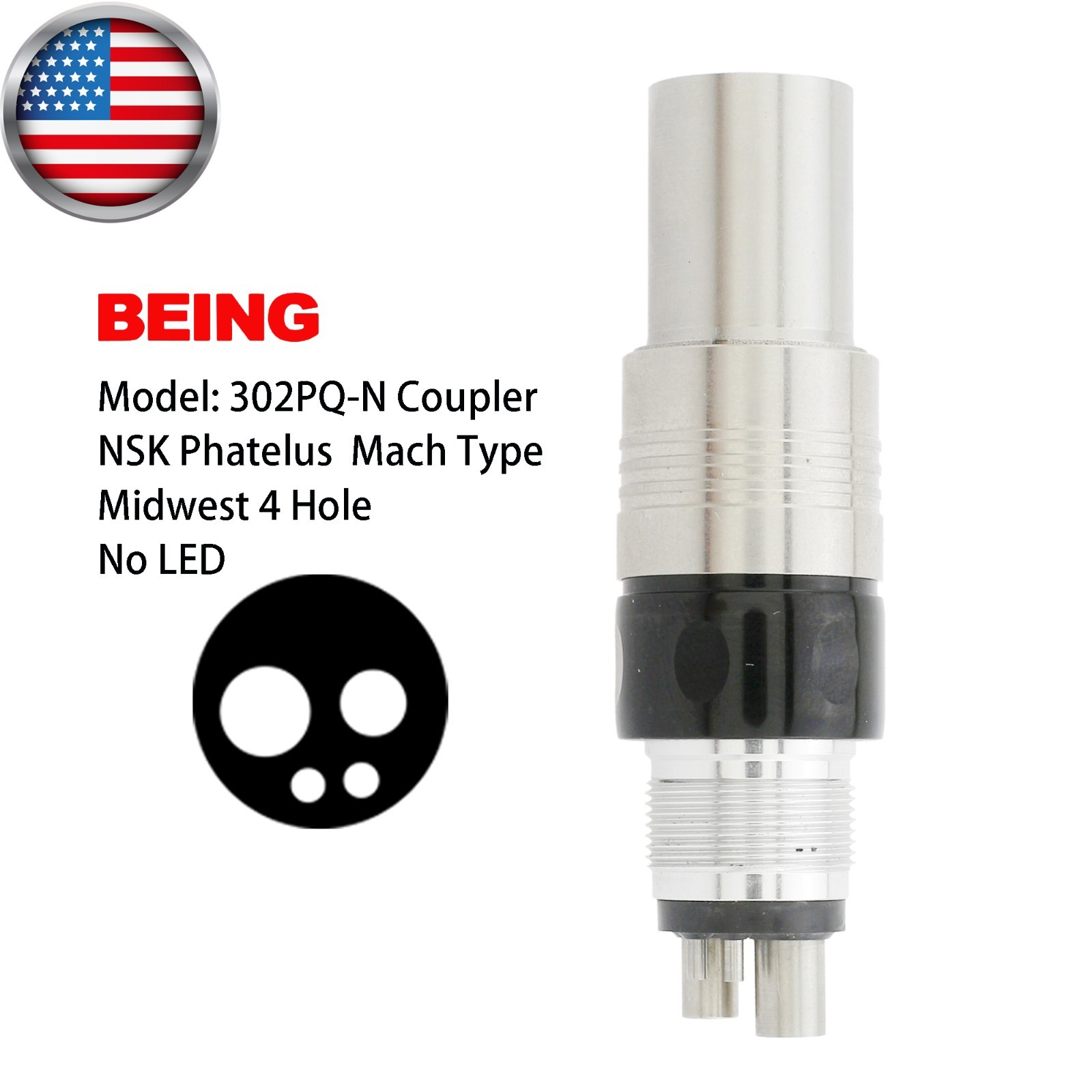 BEING High Speed Handpiece Dental Non-optic Turbine NSK Phatelus Coupler 4 Hole