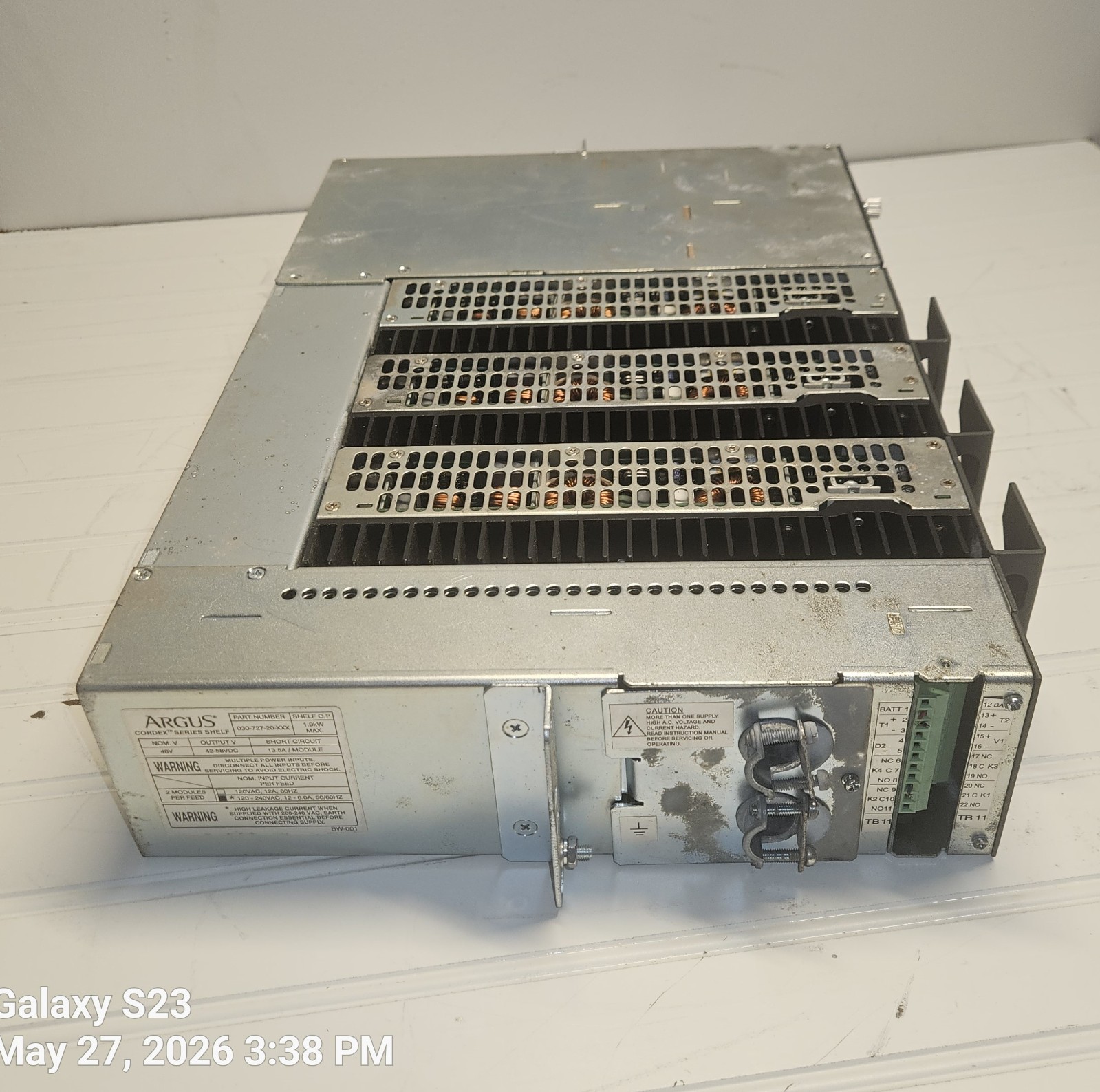 ALPHA / ARGUS 48VDC CORDEX 1.9kW RECTIFIER SHELF SYSTEM 120/240VAC IN 48VDC OUT