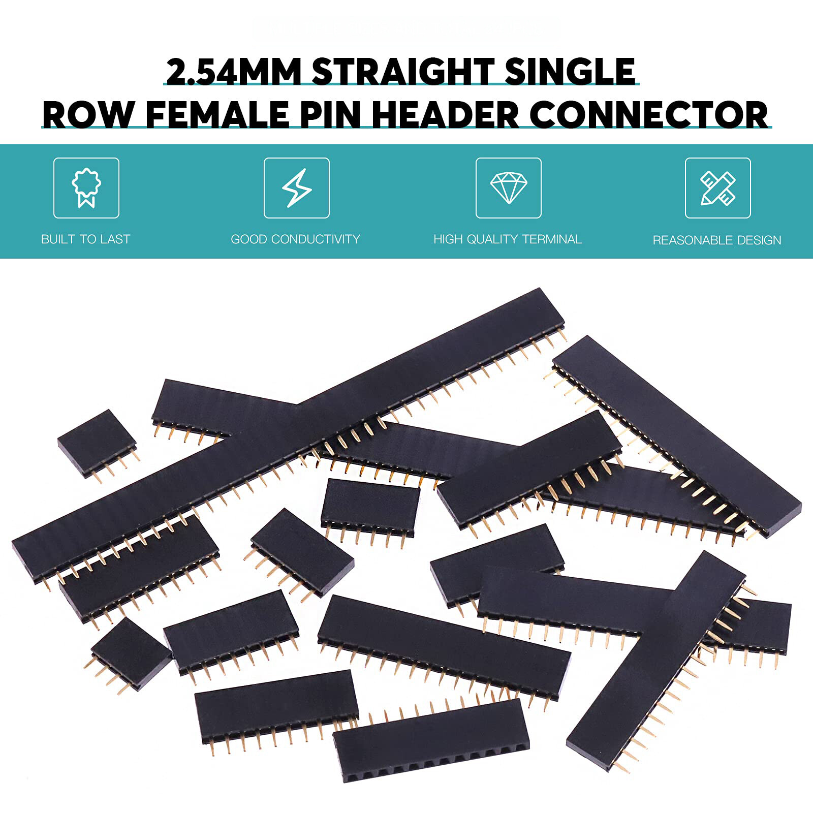 2.54mm 0.1″ PCB Header Vertical Female Socket Connector – Single Double Row