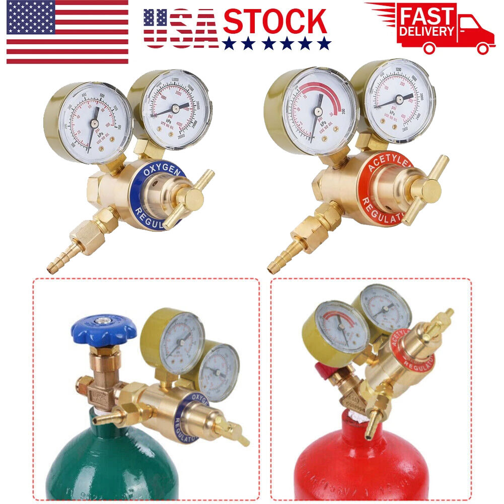 Oxygen Acetylene Gas Regulator Welding Cutting Torch Dual Gauge CGA540 CGA200