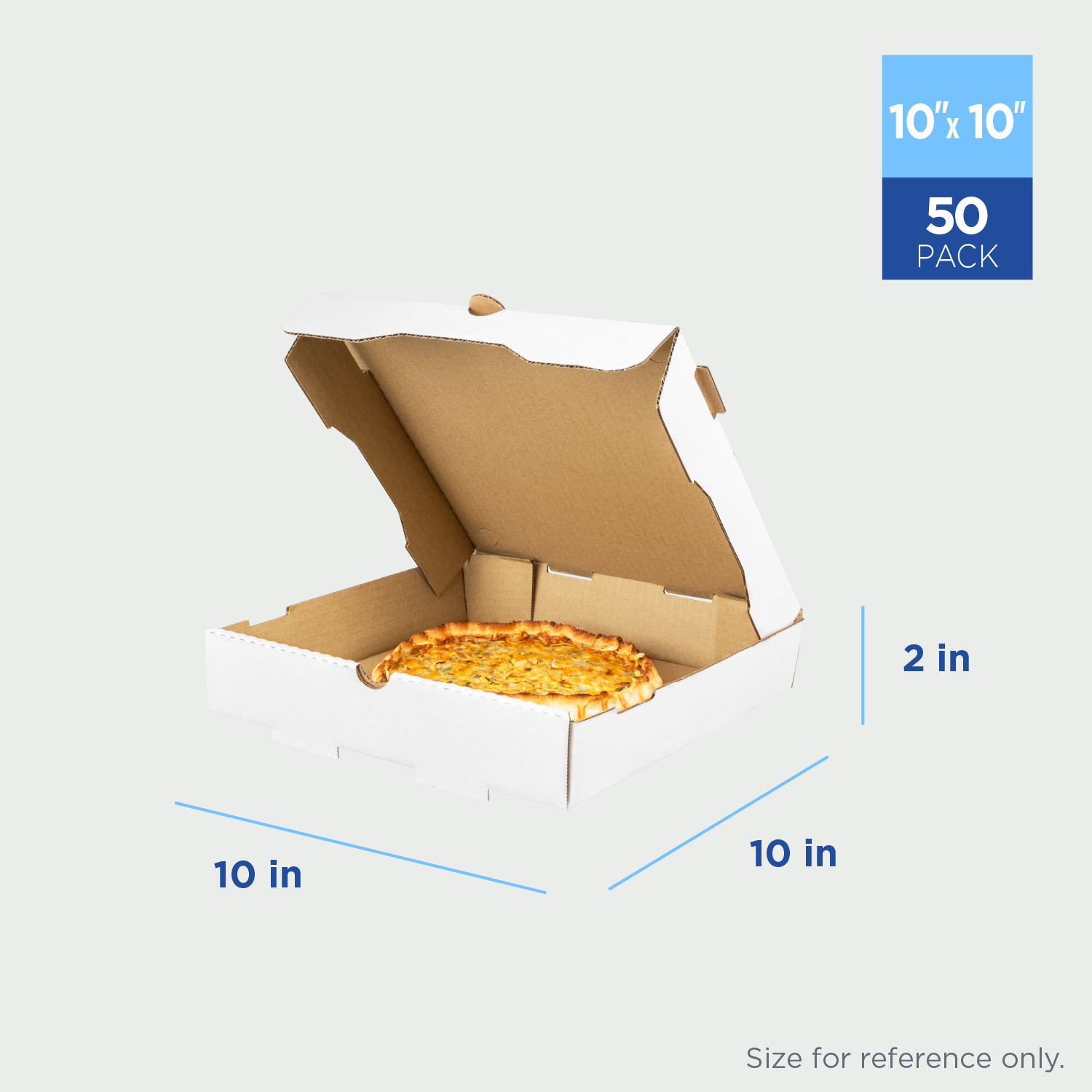 Karat Corrugated Pizza Box, 10”x10”x2”, White – 50 pcs, FP-PBF10W
