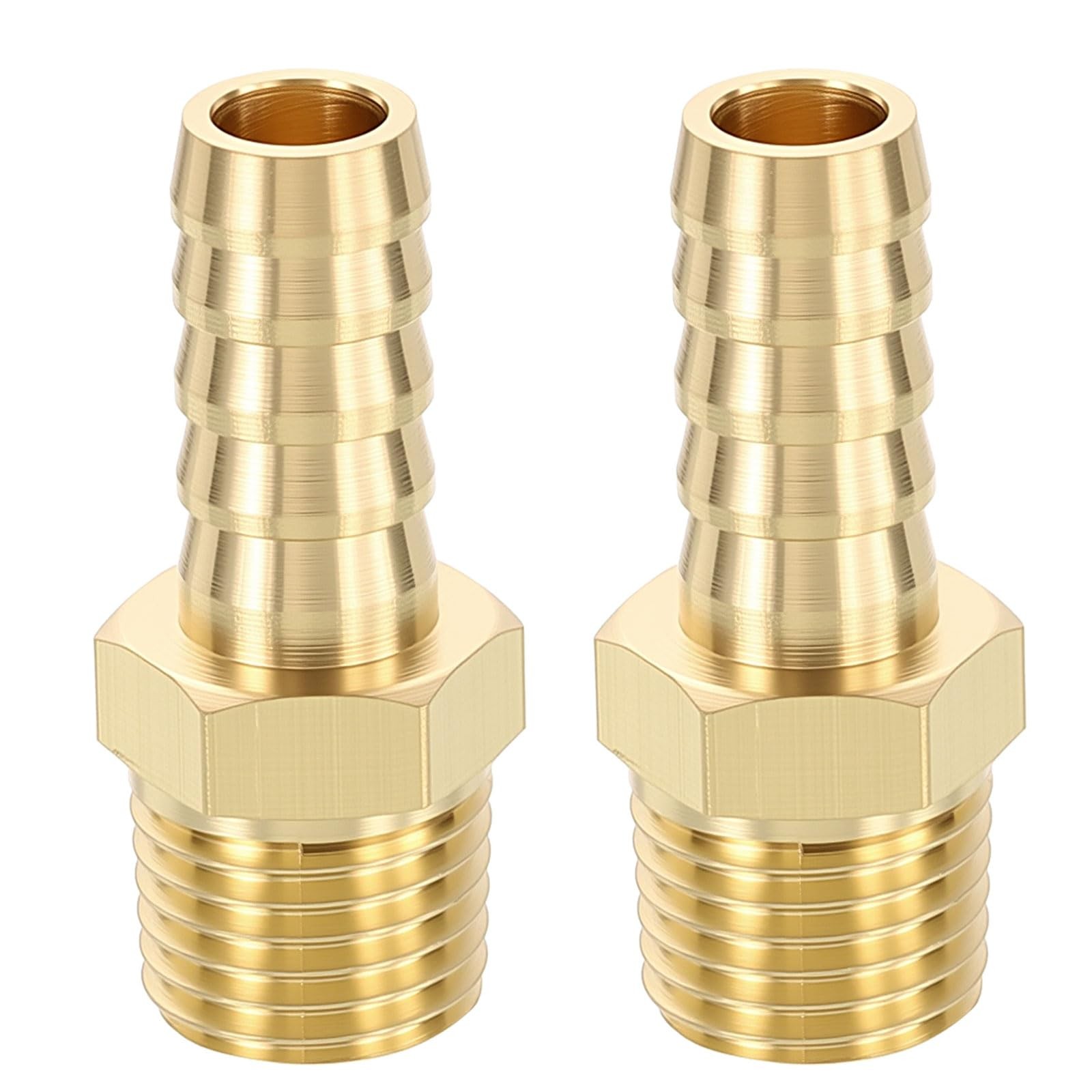 METALLIXITY 2pcs Brass Hose Barbs to NPT 3/8″ Barb To 1/4″ Male,