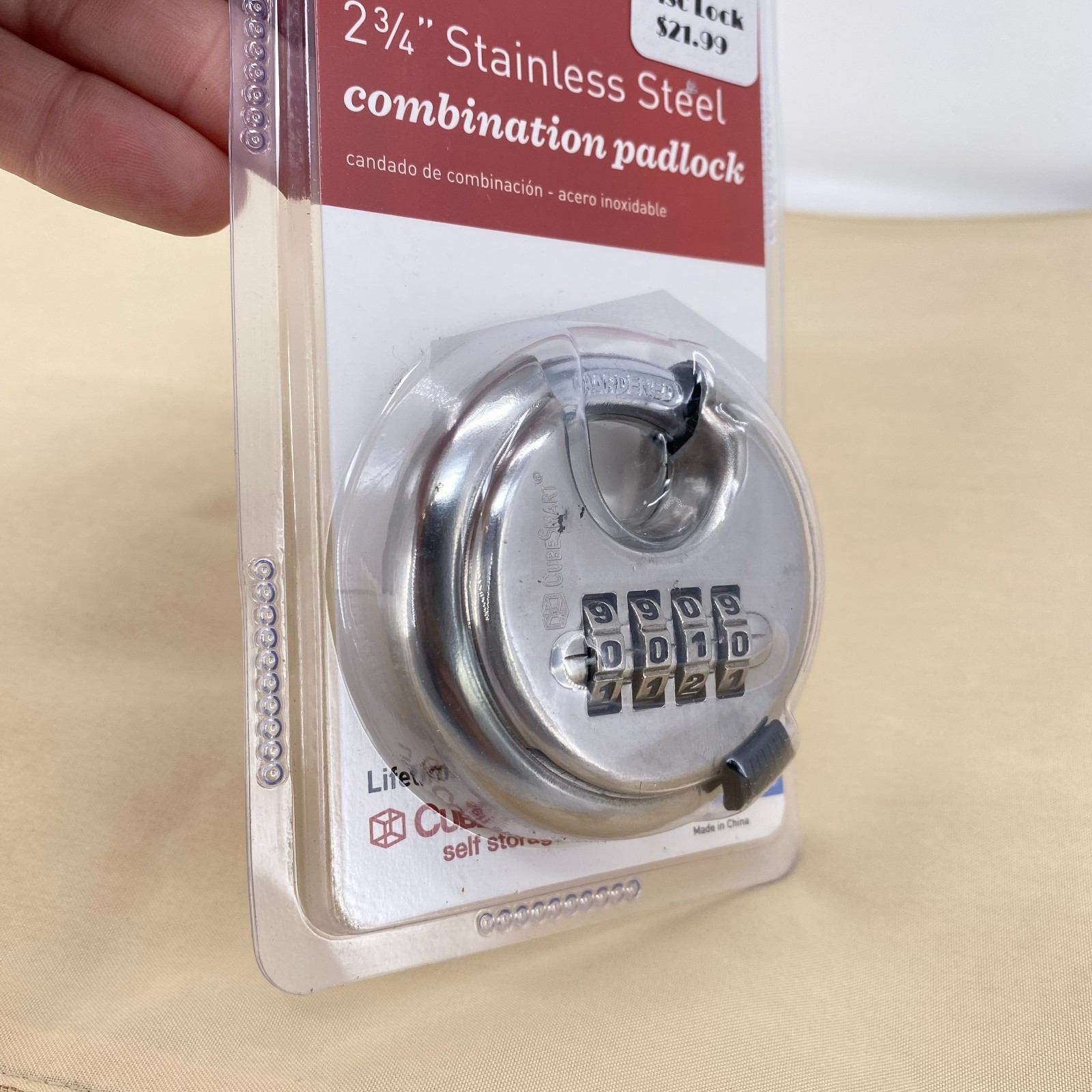 CubeSmart Stainless Steel 2 ¾» Disc Padlock CS-978 Combination Lock