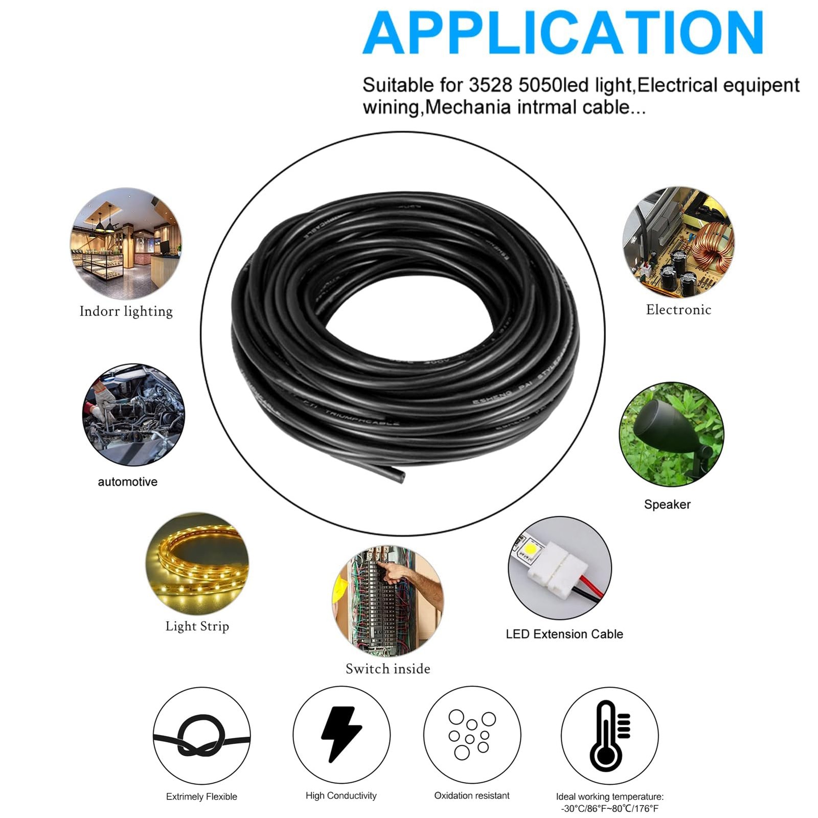 22 Gauge 4 Conductor Electrical Wire 25FT, 2464 22 AWG 4 Wire Cable Tinned C