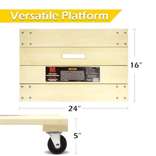 Hardwood Furniture Dolly 24 Inch x 16 Inch 1000 Lbs Capacity Heavy Duty Moving