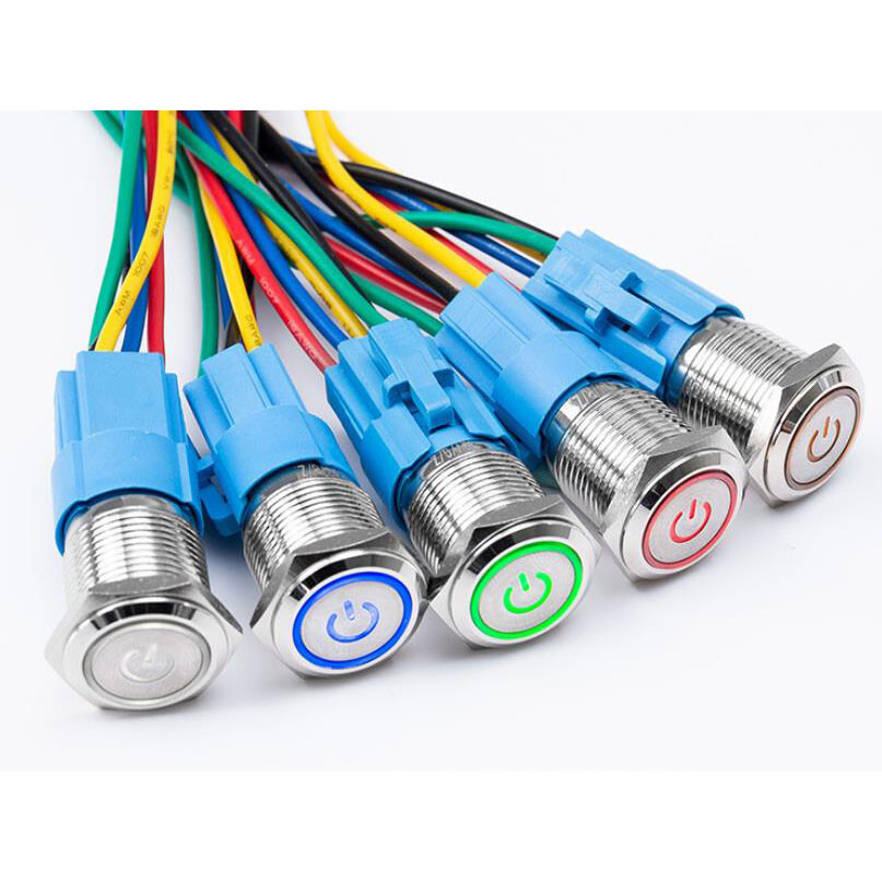 16mm 12V LED ON OFF Waterproof Stainless Steel Latching Push Button Power Switch