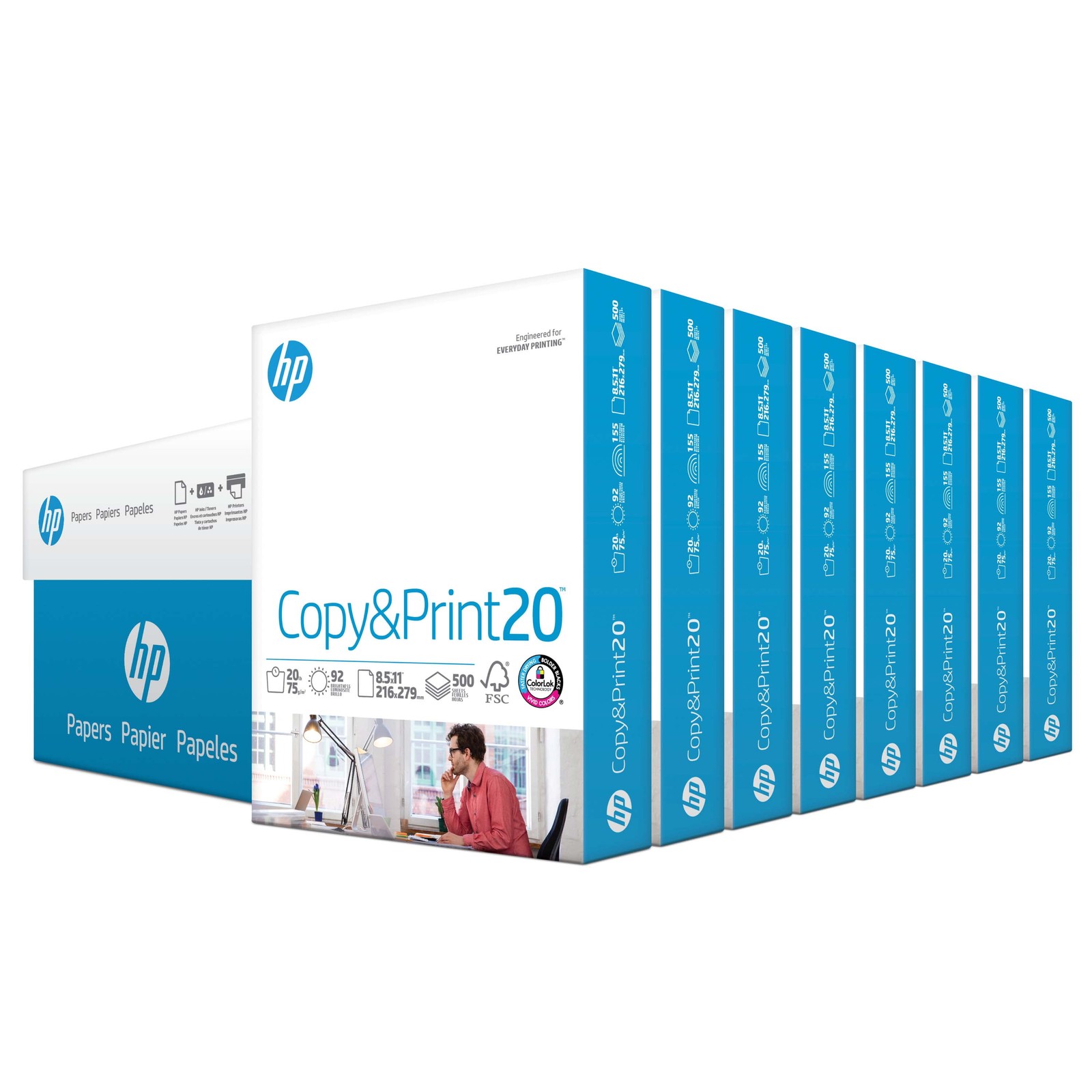 HP Printer Paper, Home & Office 20lb, 8.5×11, 8 Ream, 4,000 Sheets