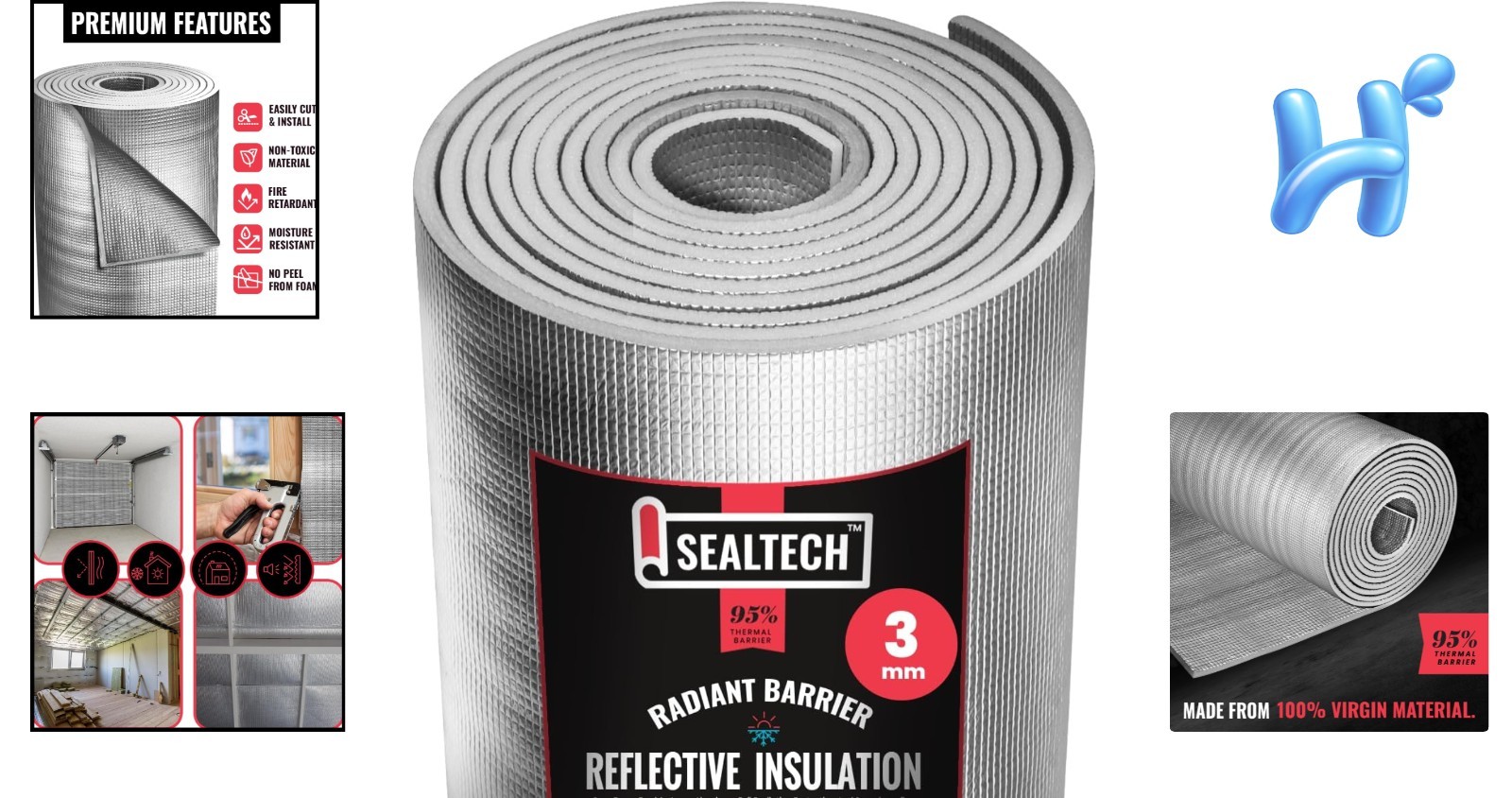 Durable 3mm Reflective Radiant Barrier – Indoor/Outdoor Energy Saver 48″ X 75″