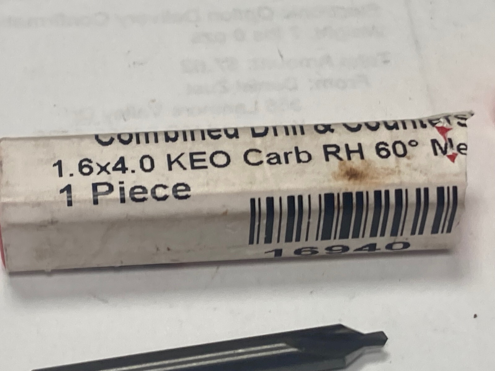 KEO 16940, 60°, 4.0mm Body, Carbide, Combined Drill & Countersink, 38 mm OAL