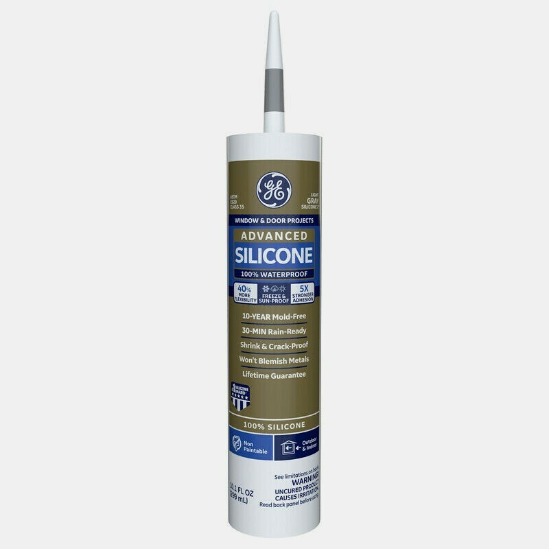 GE ADVANCED Silicone WINDOW & DOOR Projects 10.1oz Light GRAY Waterproof