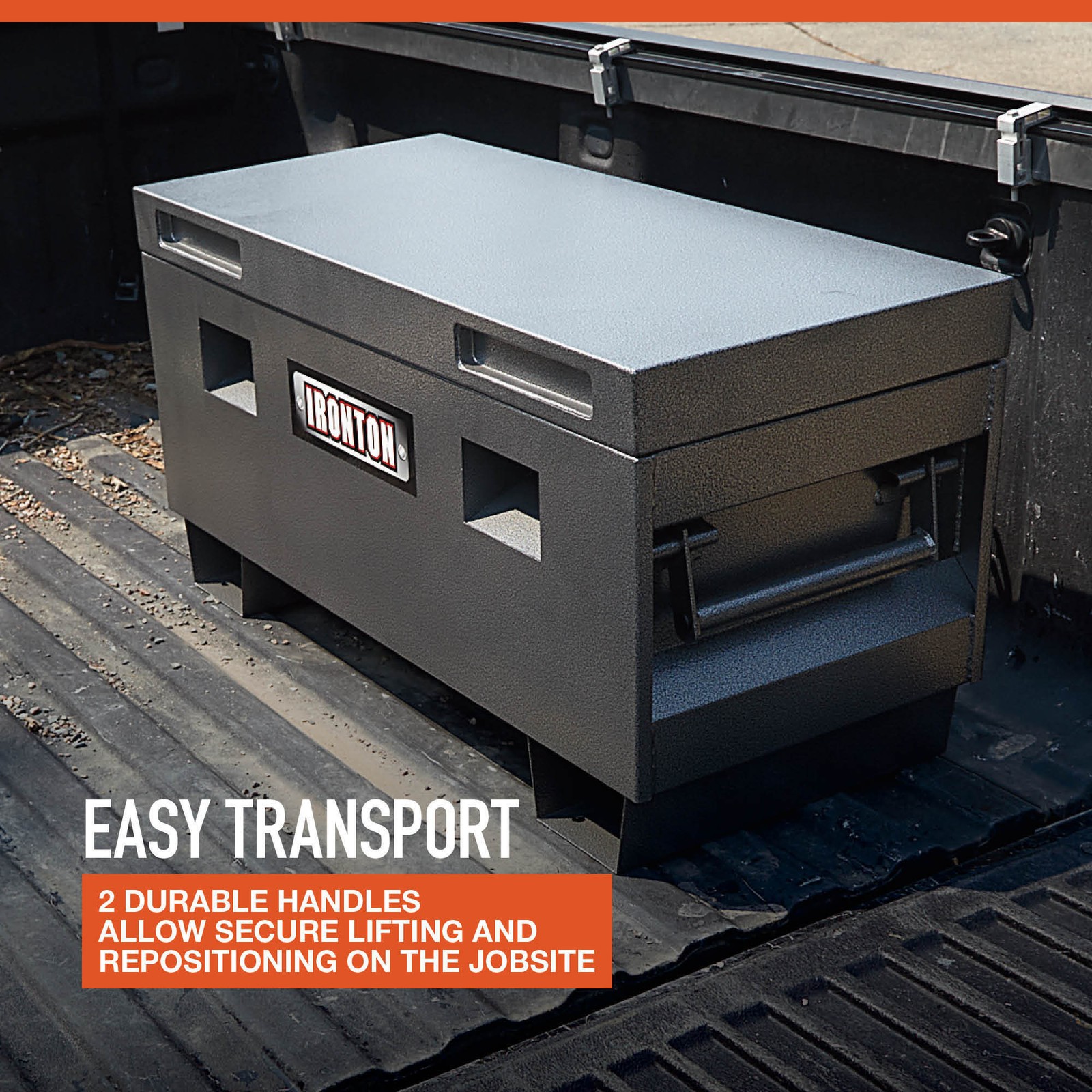 Ironton 36in. Carbon Steel Jobsite Box, Gray, 576 Cu. In. Capacity