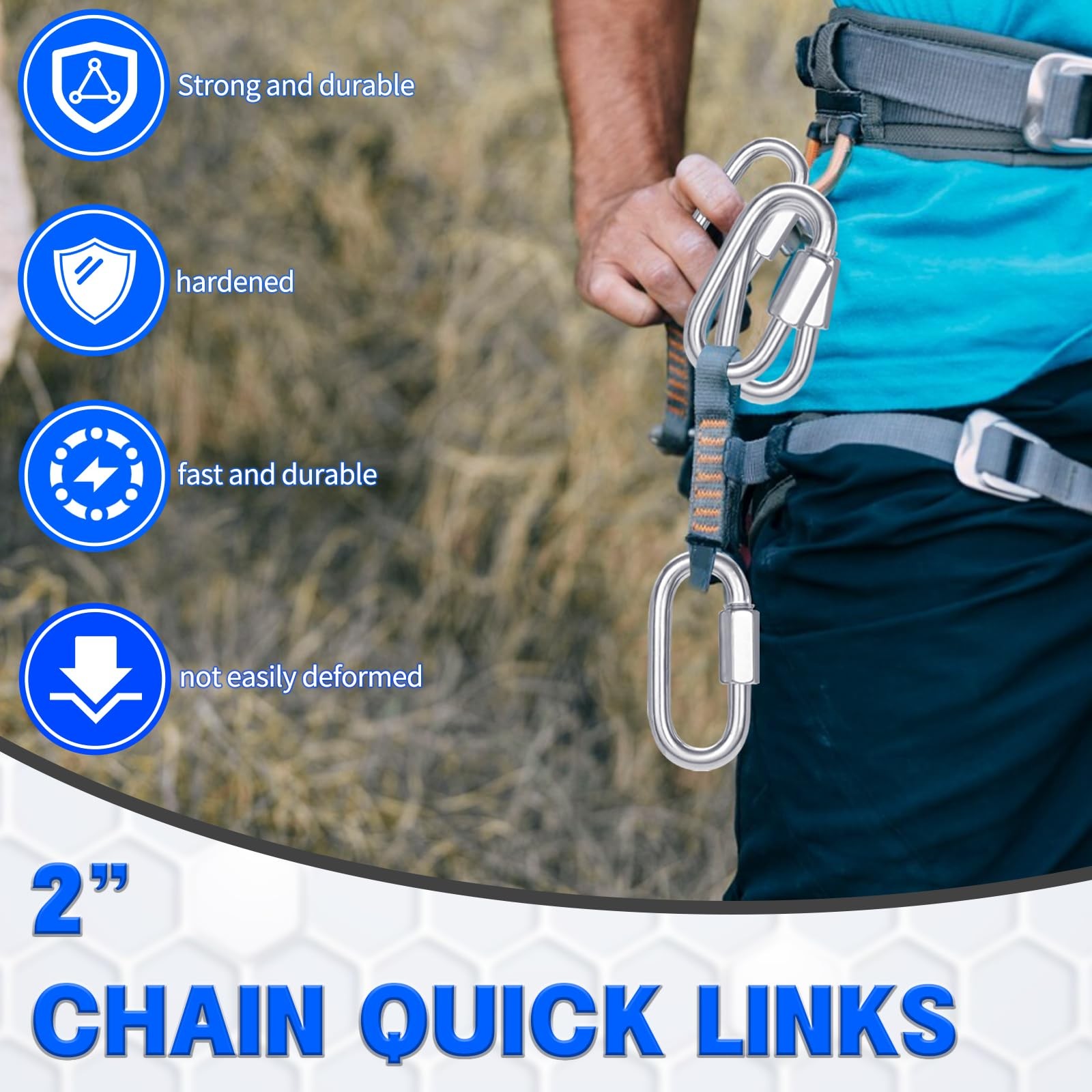 200-Pack M5 3/16 Inch Quick Link Chain Connectors, 2IN Galvanized Thread Quic…