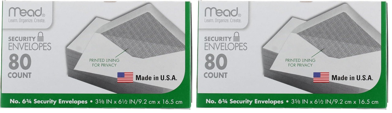 Mead #6-3/4 Envelopes, 3-5/8″ x 6-1/2″, Security 80/Box (Pack of 2), White