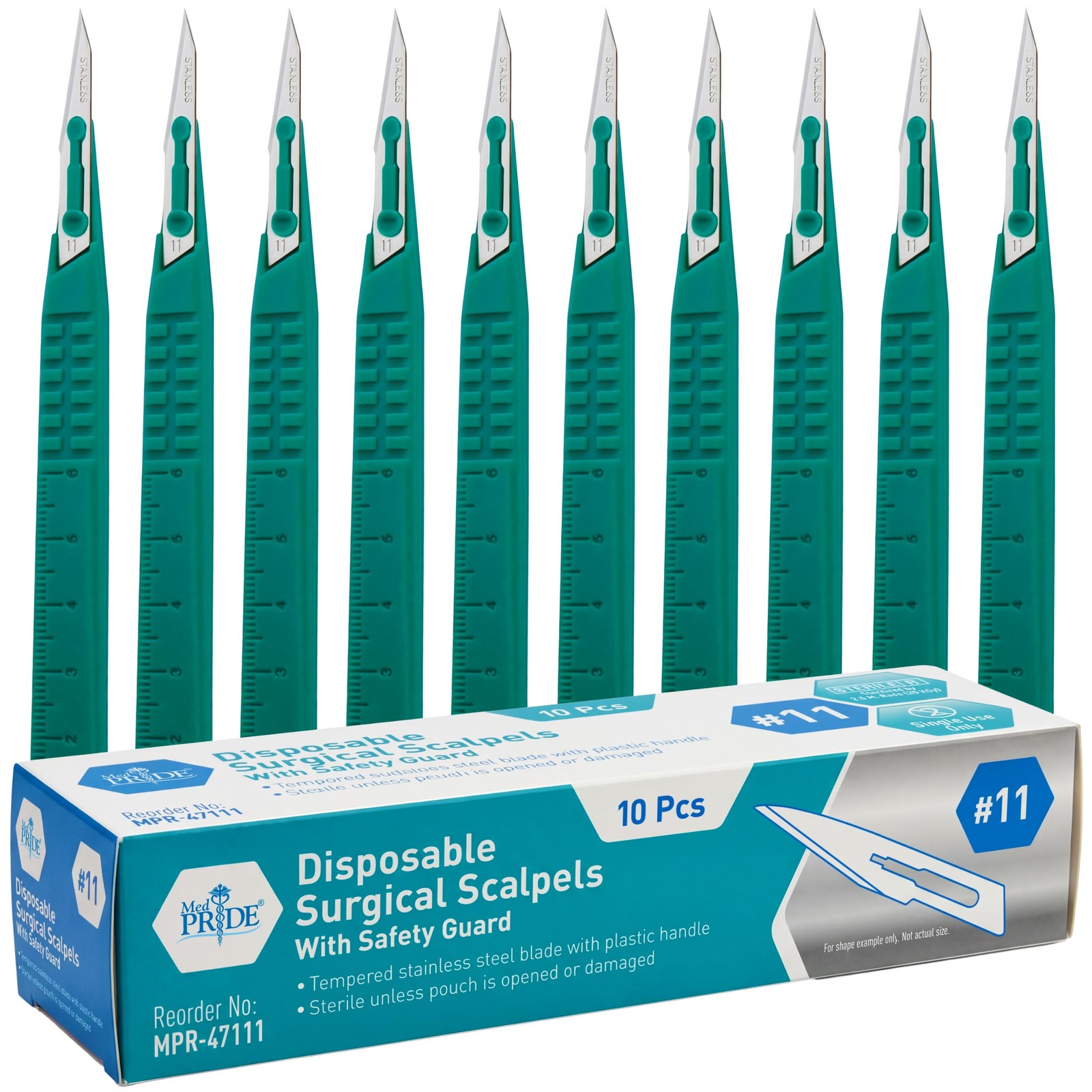 MED PRIDE 10-Pack Sterile Disposable 10 Count(Pack of 1), Stainless-steel