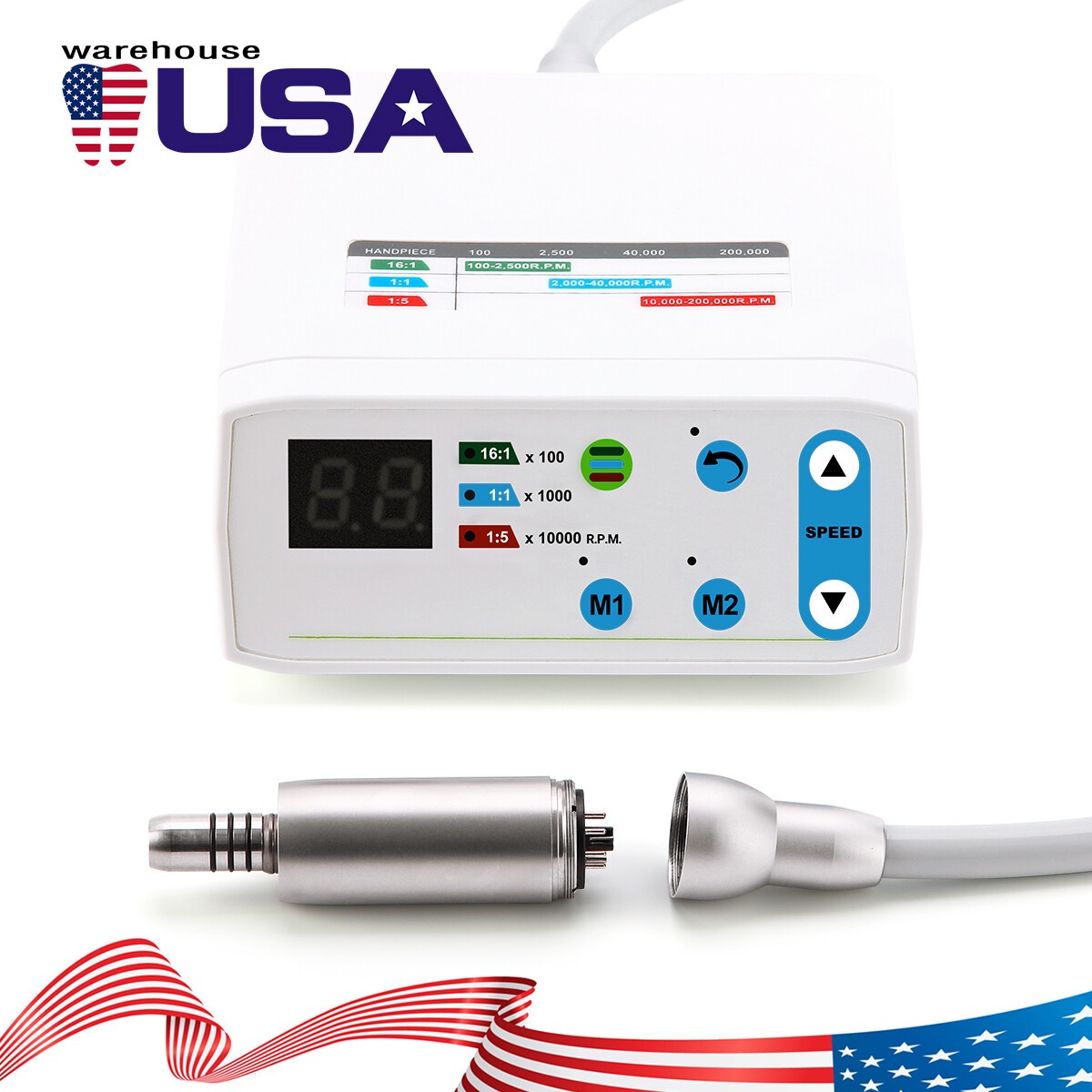 Dental LED Brushless Micromotor E-Type 1:1/1:5/16:1 2000-40000rpm Lab