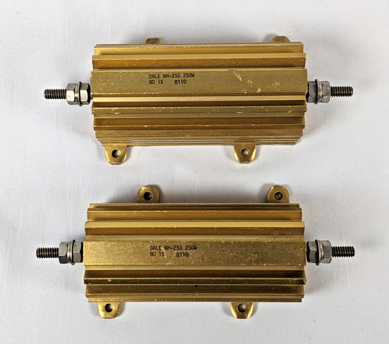 TESTED GOOD – FREE SHIPPING – Lot of 2 Dale NH-250, 8 Ohm, 250W, Power Resistor