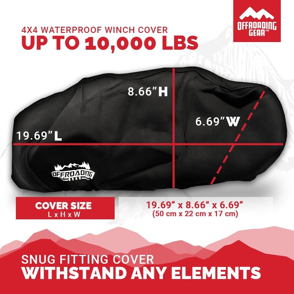 Waterproof and Dust-Resistant Heavy-Duty Winch Cover 8,000lbs – 10,000lbWinches
