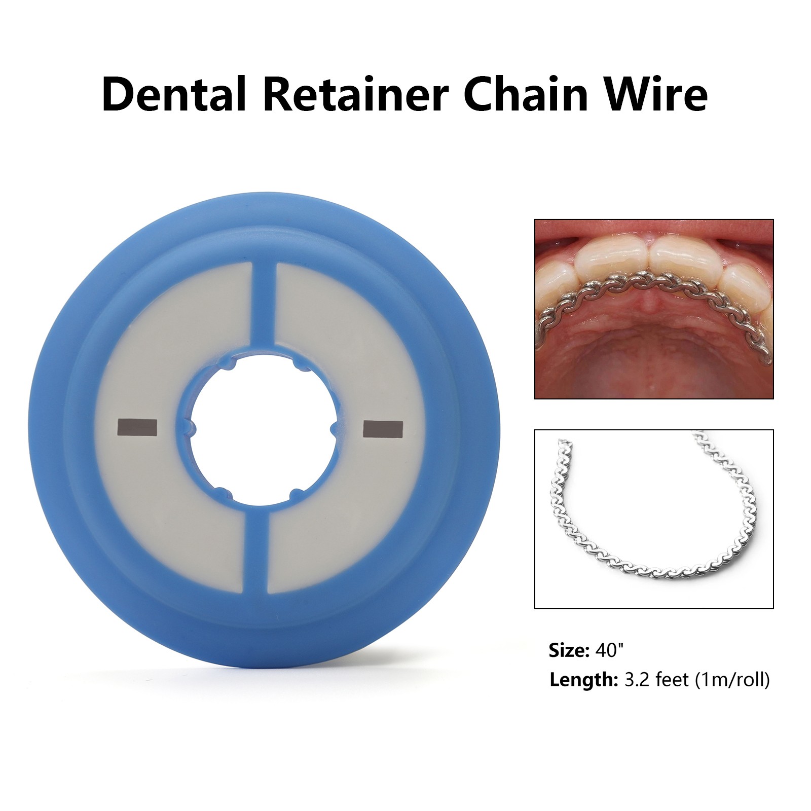 Cadena de Retenedor de Acero Inoxidable Ortodoncia Dental Alambre de 40 Pulgadas