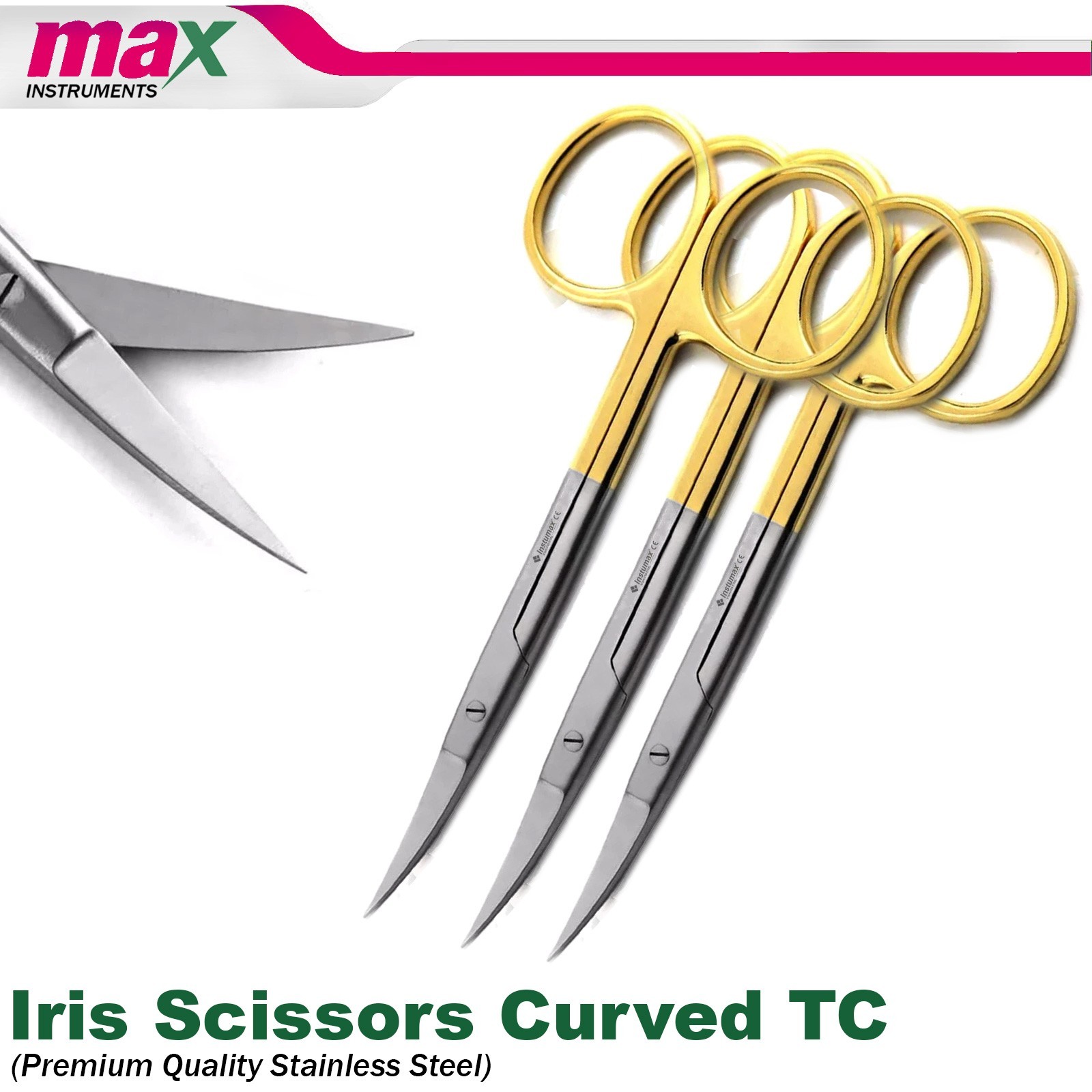 NEW GERMAN TC Iris Scissors 4.5″ Curved Surgical Dental Surgery Instruments 3Pcs