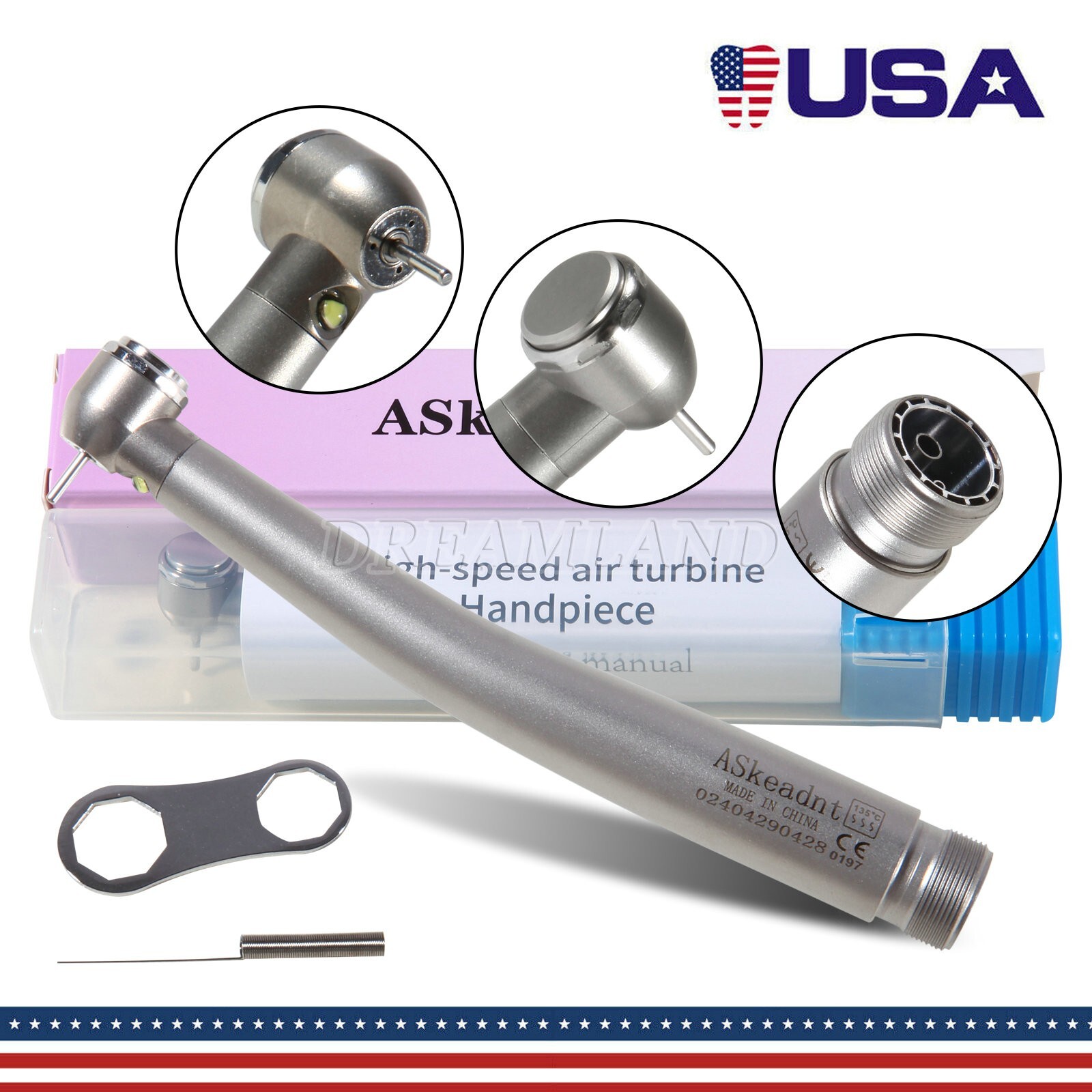 10X Askeadnt Dental High Speed Fiber Optic E-generator LED handpiece Push button