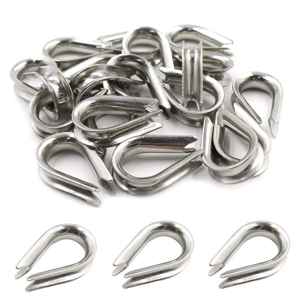 M5 Stainless Steel Thimble for 5/32″ – 3/16″ Dia Wire Rope Cable Thimbles -20Pcs