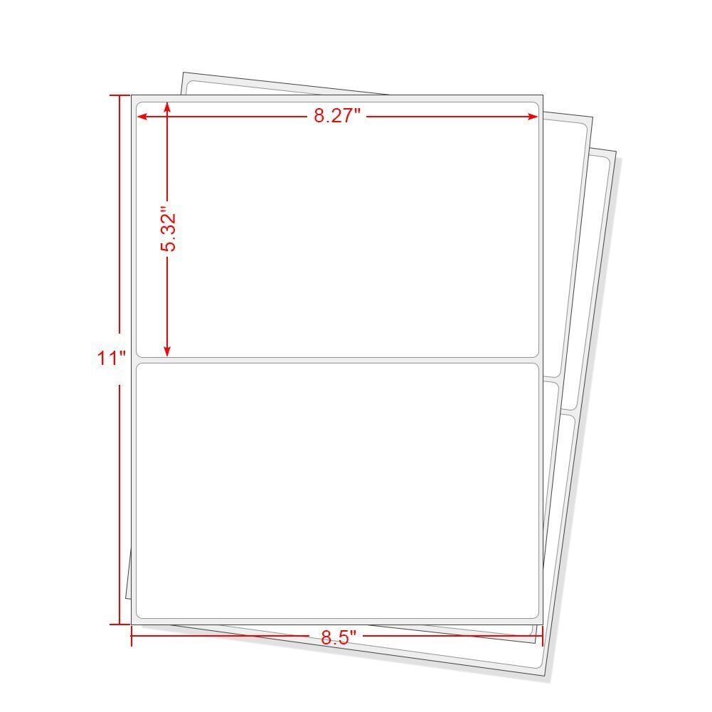 1000 Shipping Labels 8.5×5.5 Half Sheet Rounded Corner Self Adhesive 2 Per Sheet