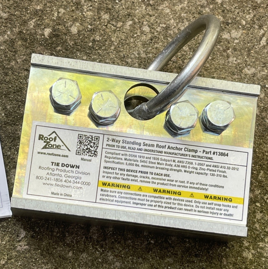 Roof Zone 2-Way Standing Seam Roof Anchor Clamp Tie Down 13864, 5000 lb Capacity