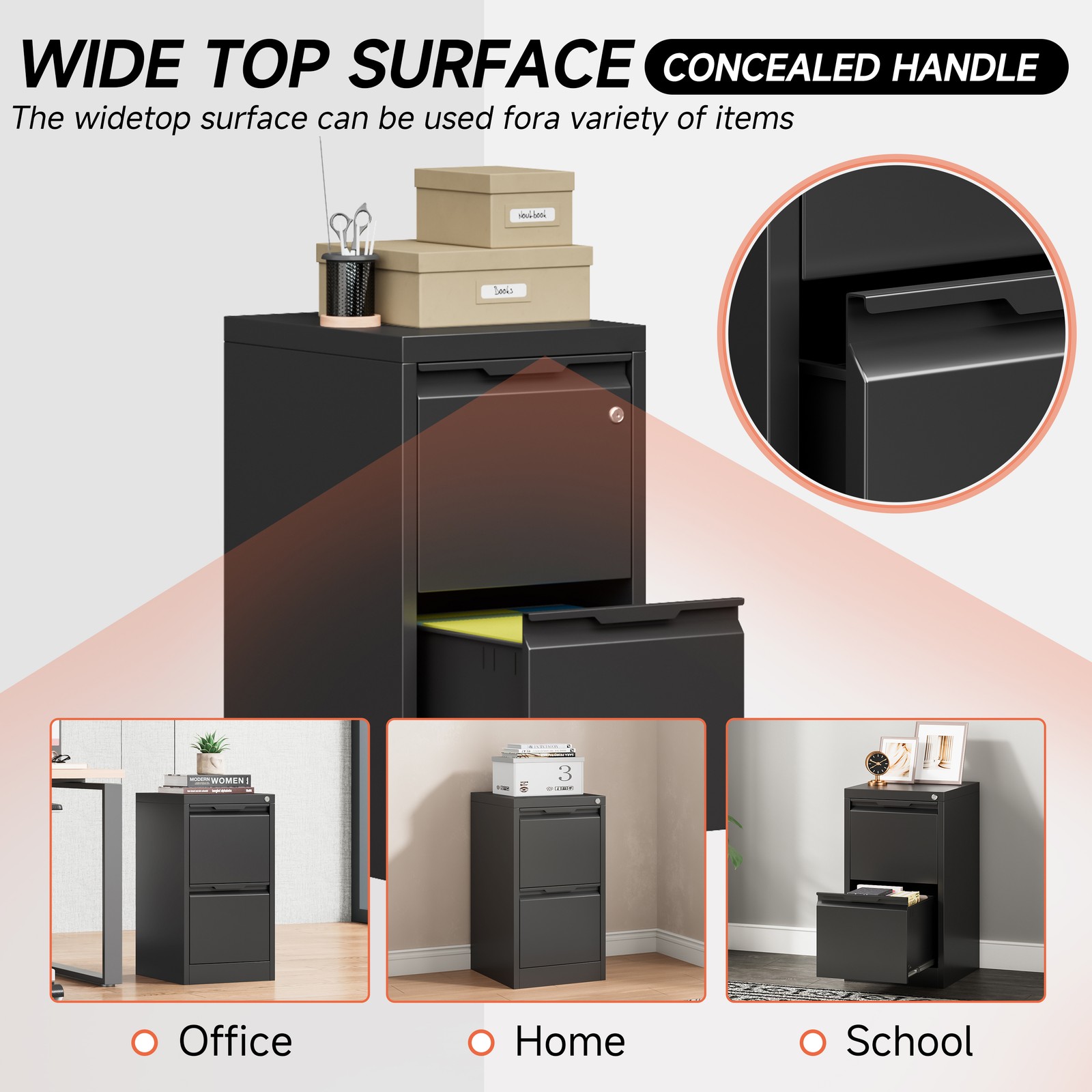 NEW Metal Vertical File Storage Cabinet with Lock 2 Drawer Office Filing Cabinet
