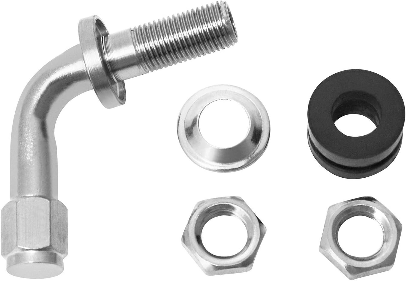 QWORK 4Pcs Tyre Valve Stem, 90 Degree Angled Bolt-in Valve Stems for Car