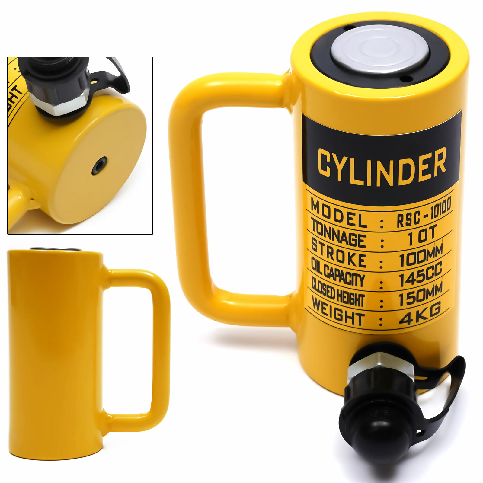 10 Ton Hydraulic Cylinder Jack Single Acting 4″ Stroke Solid Hydraulic Ram Jack