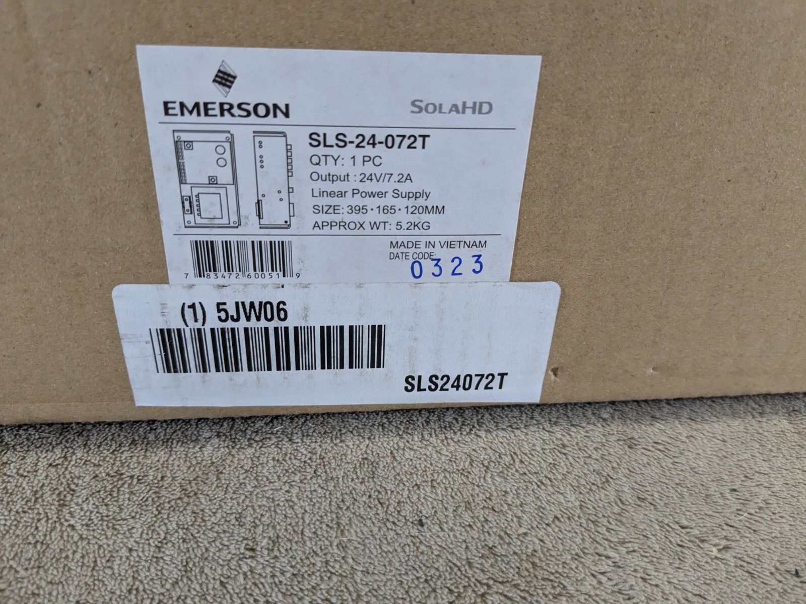 EMERSON SOLA HD Linear POWER SUPPLY SLS-24-072T SLS24072T