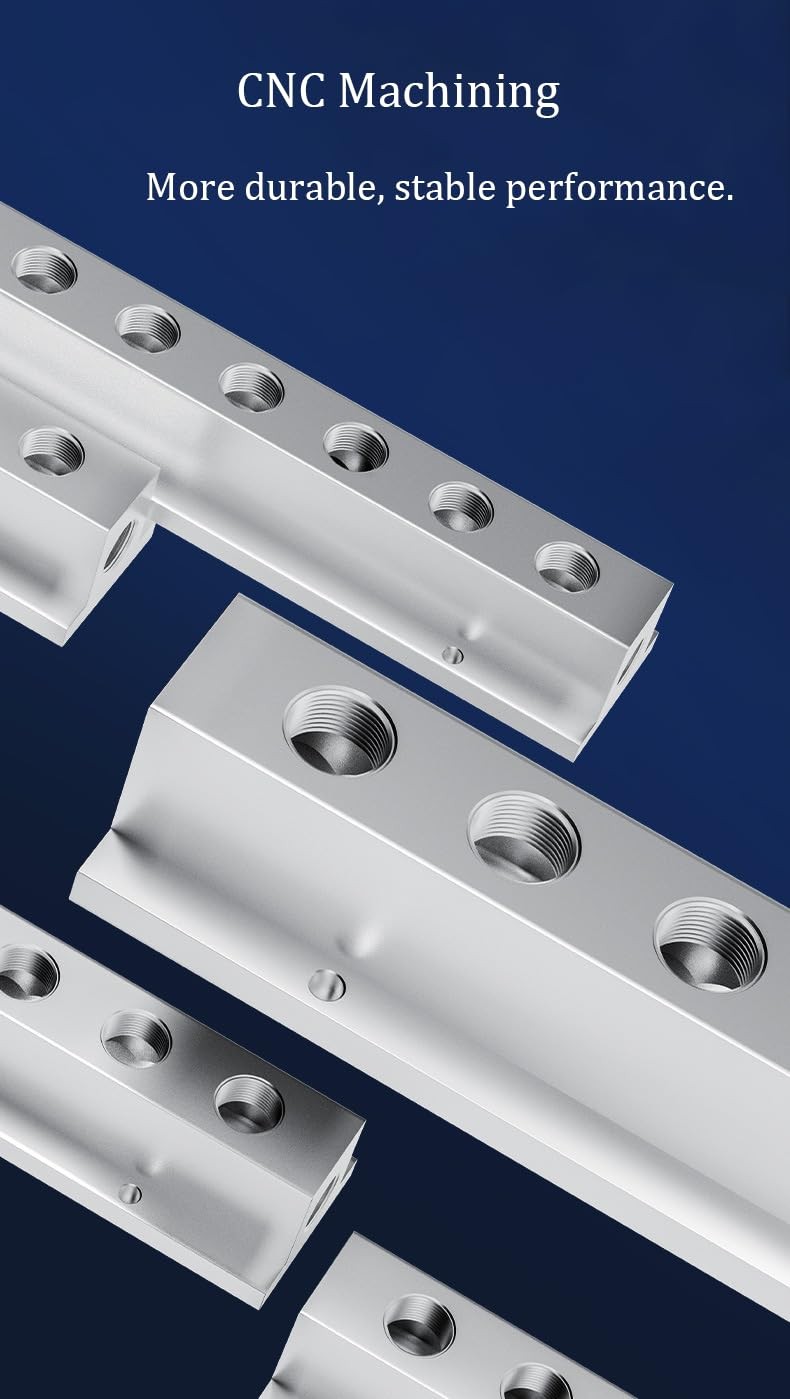3 Way 5 Port Pneumatic Manifold Air Distribution Block Aluminum G1/4 Inch
