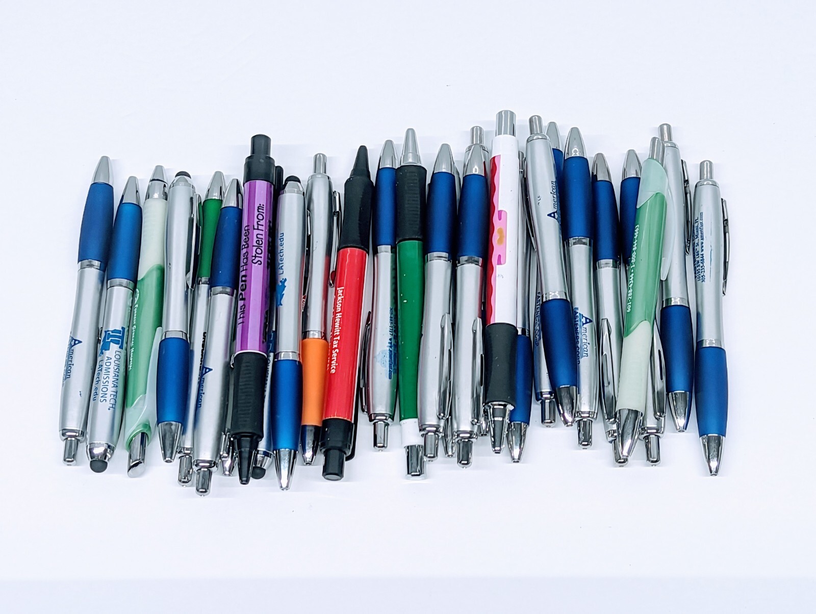 30ct Lot Retractable Misprint Pens Thick Barrel Rubber Grip: MIXED COLORS/STYLES