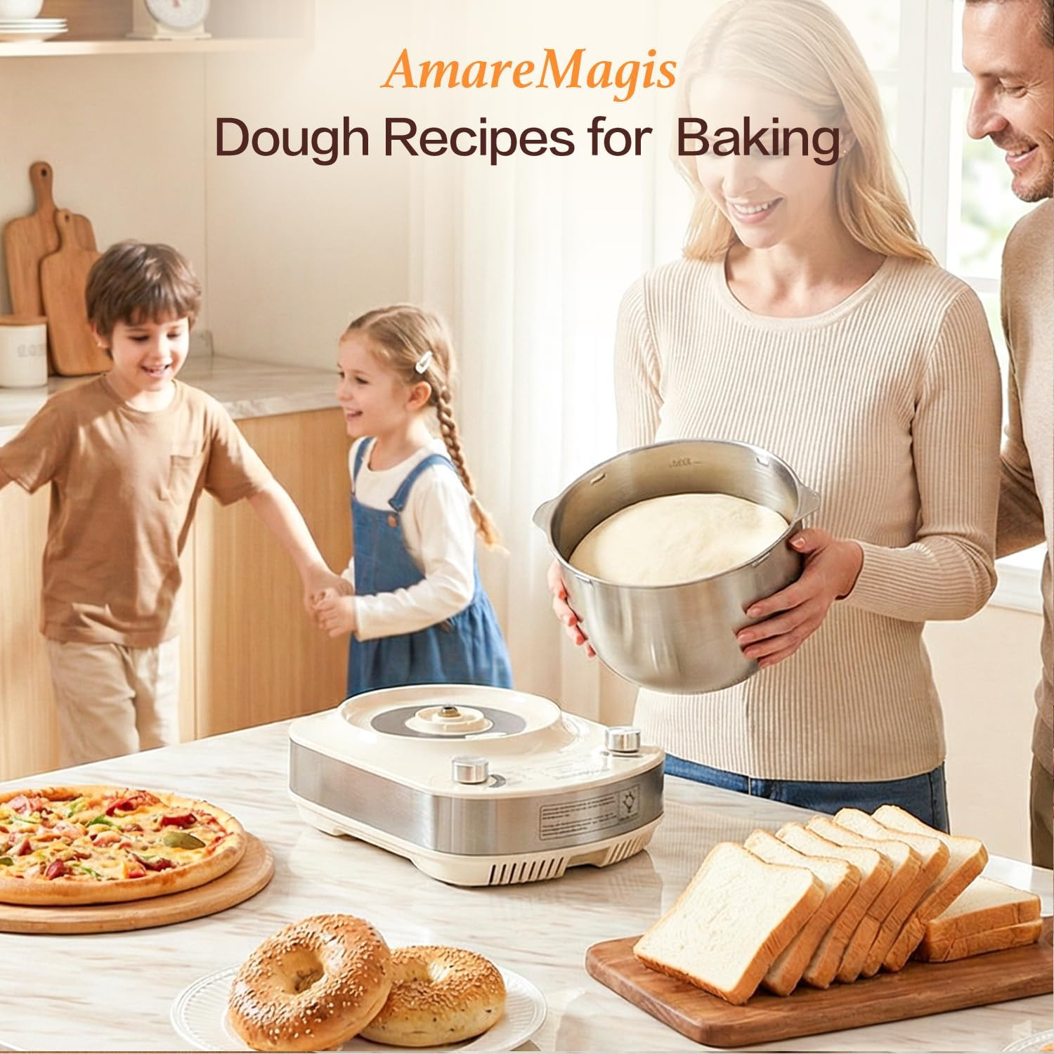 7.4QT Electric Dough Mixer with Timer for Bread, Pizza & Sourdough Baking