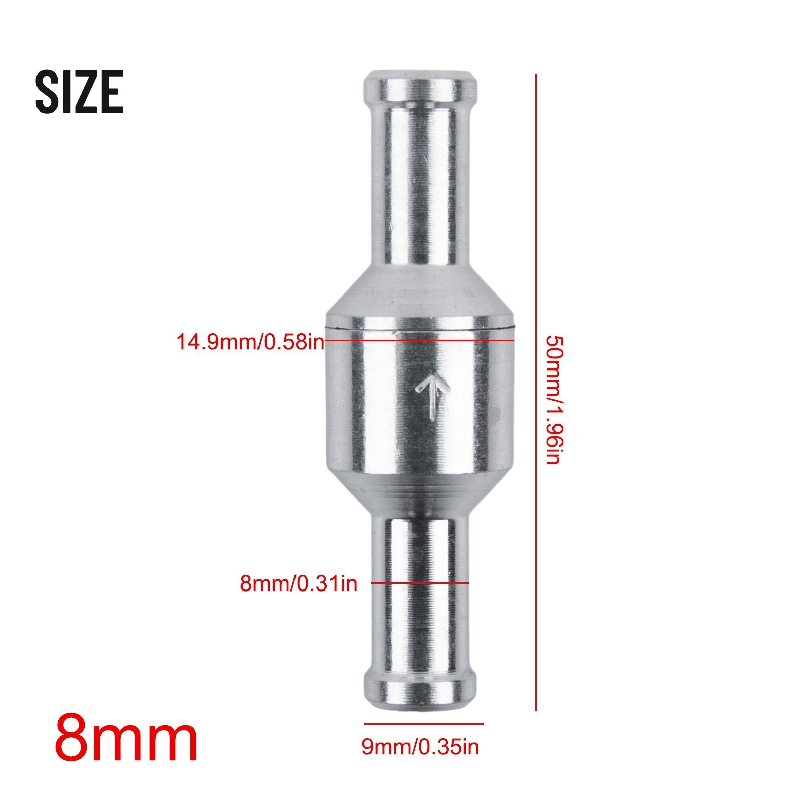 2x 8mm Inline One-way Non-return Check Valve Auminium Fuel Water Gas Air Vacuum