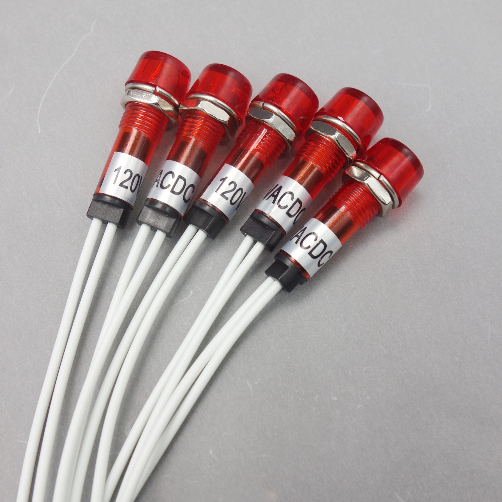 10Pcs 120V AC/DC 10mm RED Mini LED Pilot Lights CYLINDRICAL Cap with wire USKY3