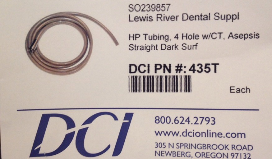 Dental Handpiece Tubing, Dci Four Hole Tubing 7′, Pn# 435T, Dark Surf