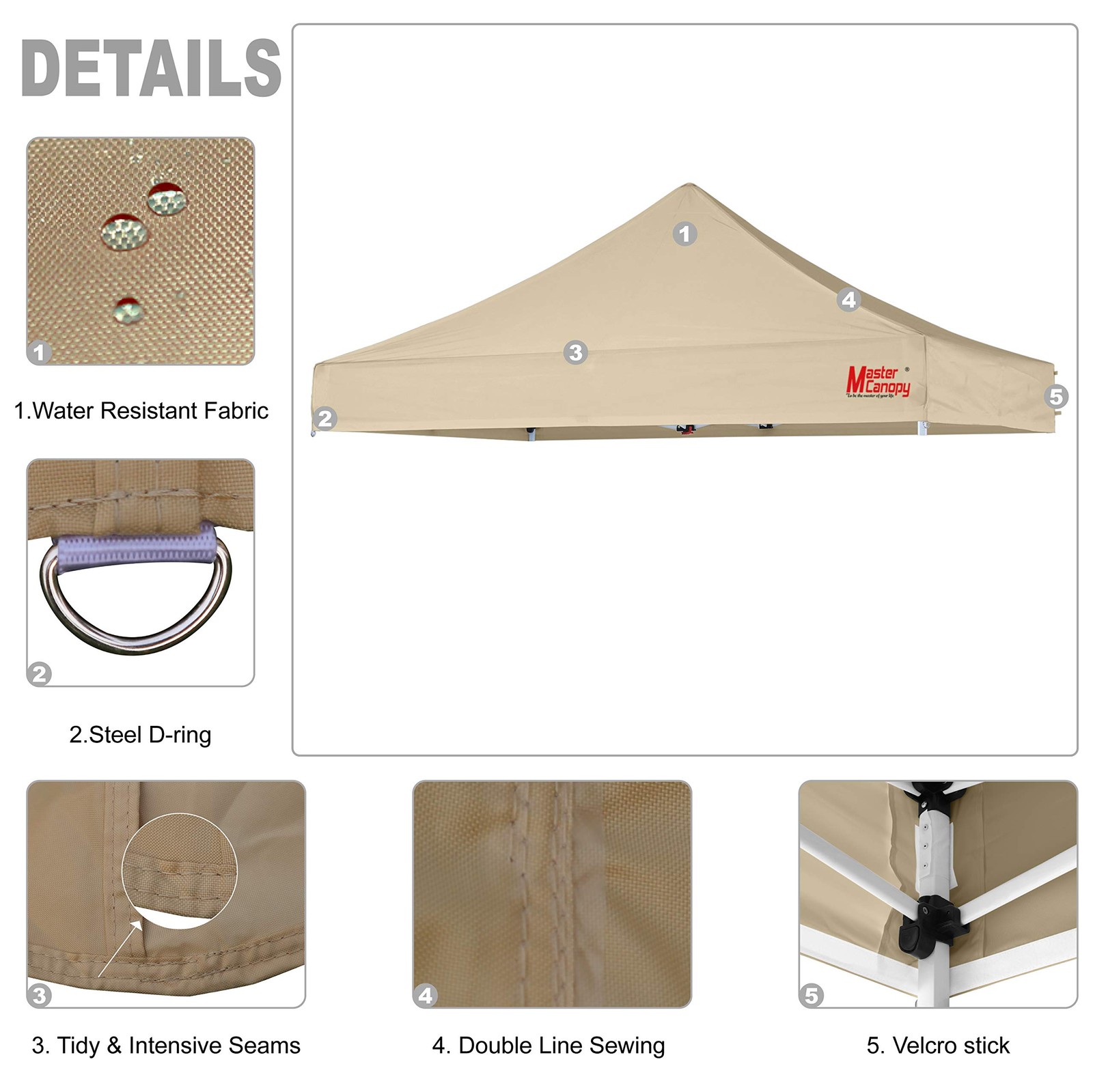 Mastercanopy Replacement Pop Up Canopy Top 10X10 Beige