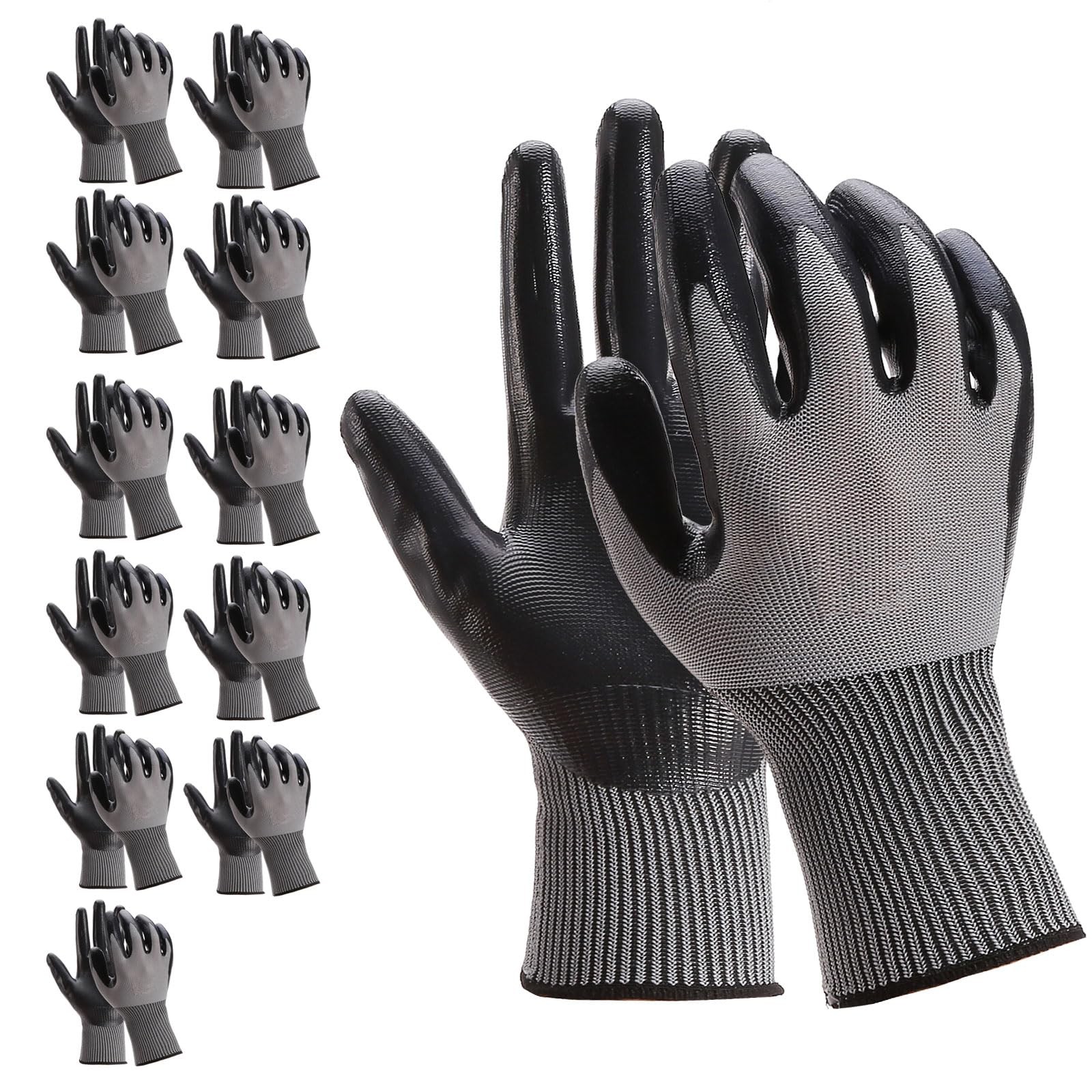 work gloves MicroFoam Nitrile Coated-12 Pairs Pack,Seamless Knit Nylon Glove …